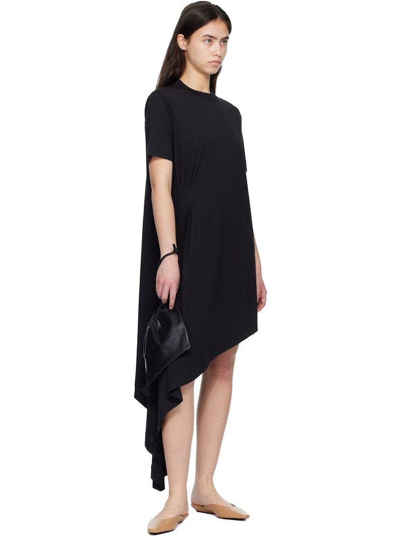 Loulou de Saison Black IGARI Asymmetric T-shirt Midi Dress outlook