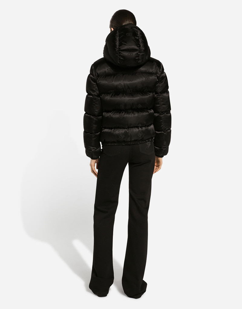 Padded satin jacquard down jacket with all-over DG logo 3