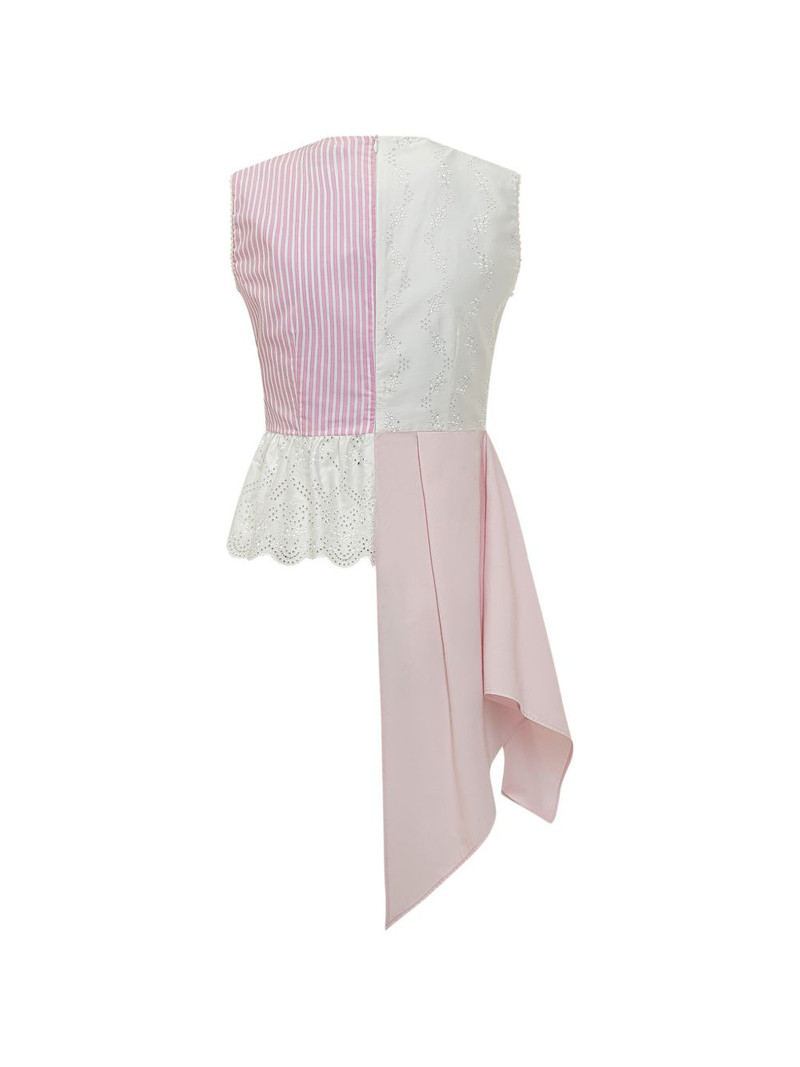 MSGM asymmetric floral striped top outlook