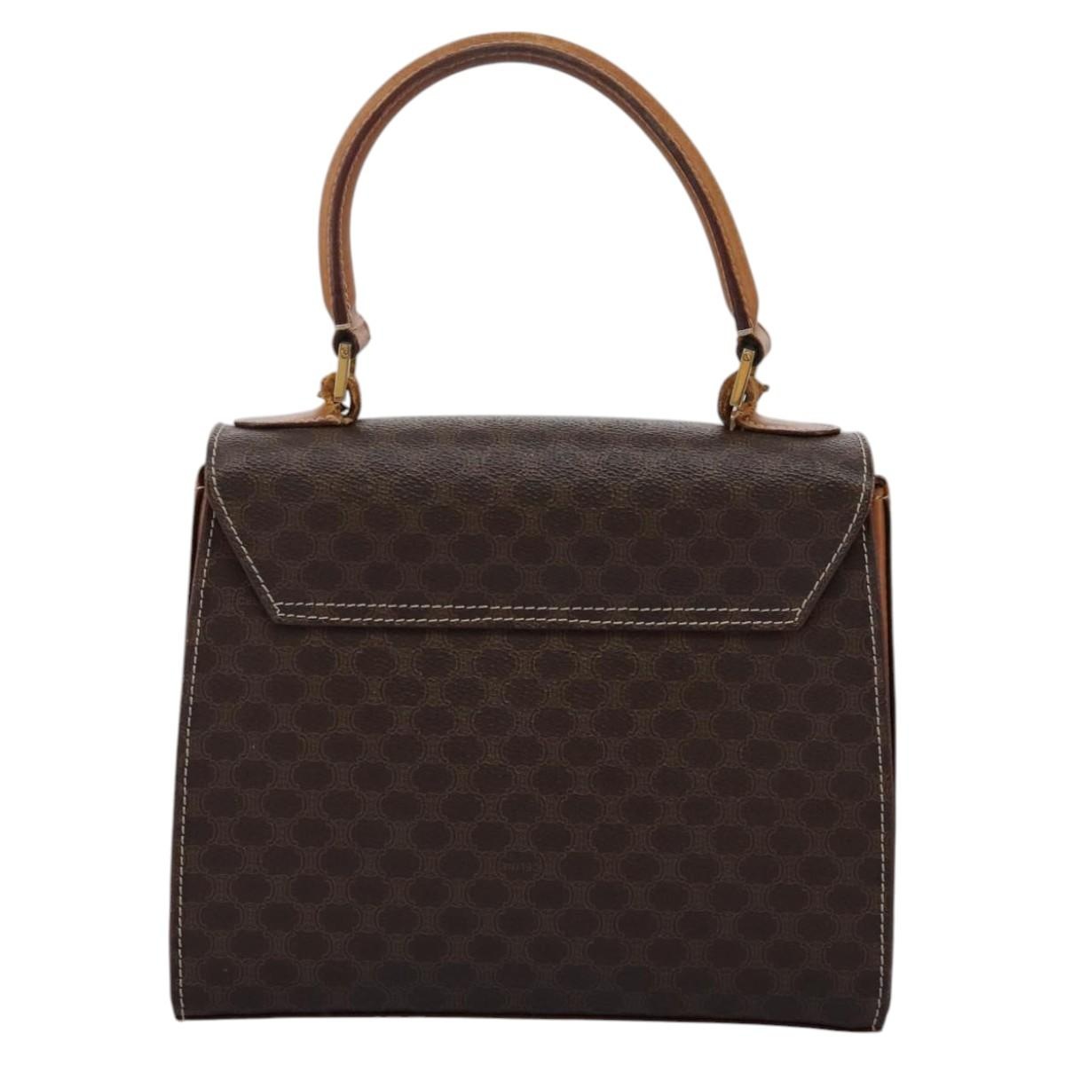CELINE Macadam Canvas Hand Bag Pvc Leather Brown Gold - 3