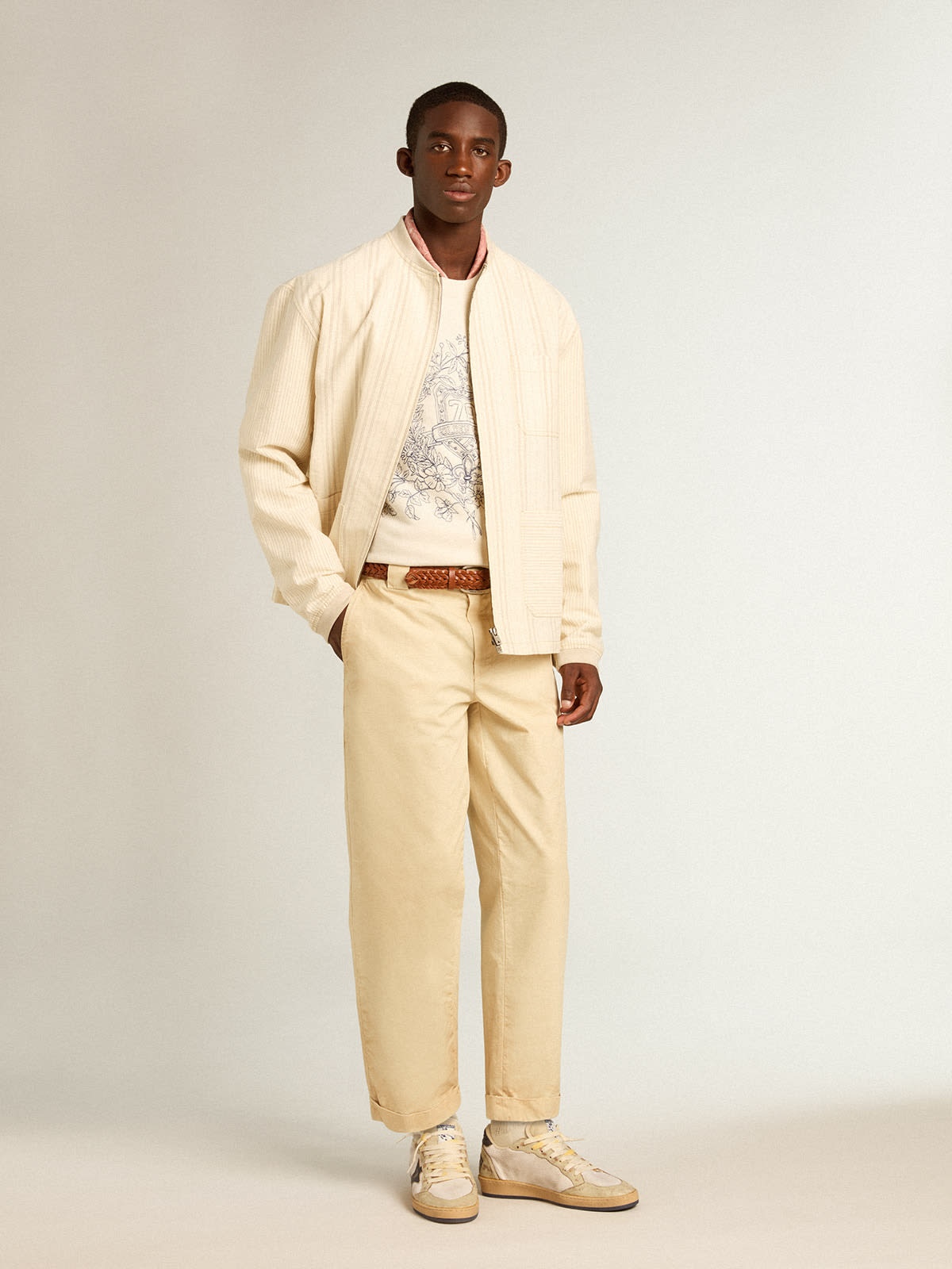 Ecru-colored cotton chinos - 3