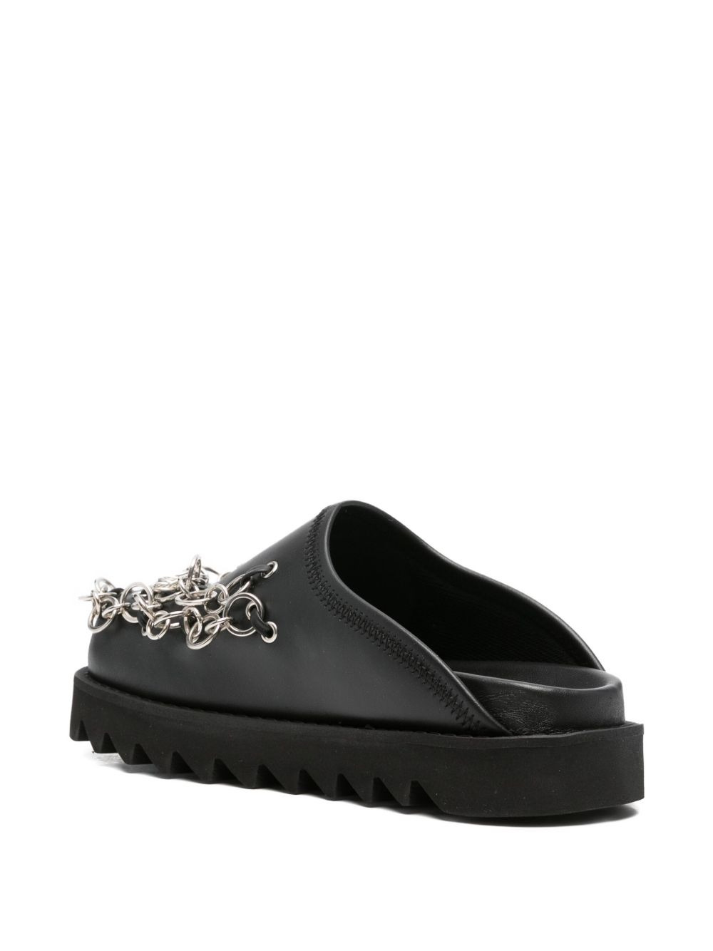 chain-embellished leather mules - 3