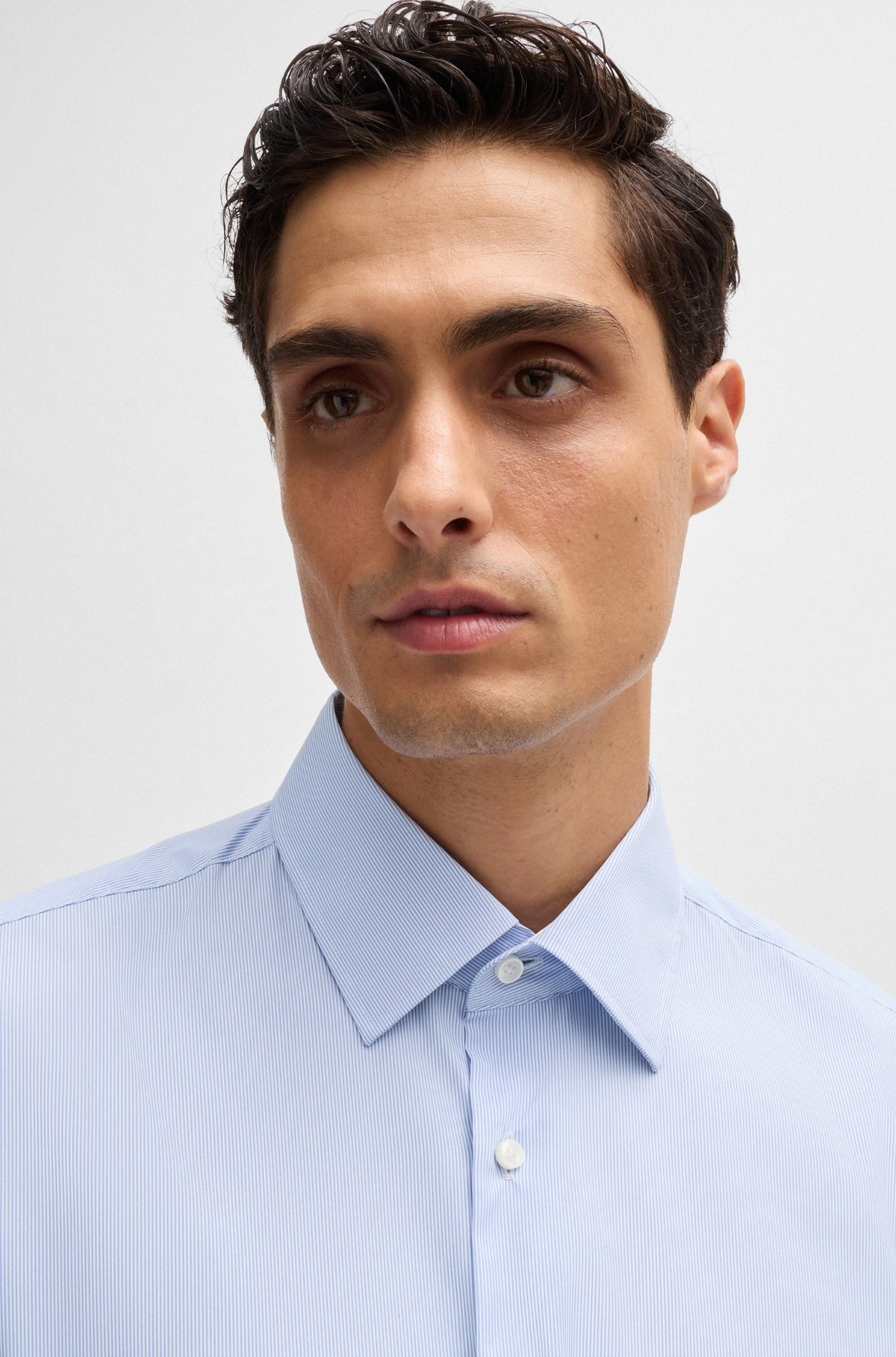REGULAR-FIT SHIRT IN STRIPED STAIN-REPELLENT TWILL - 3