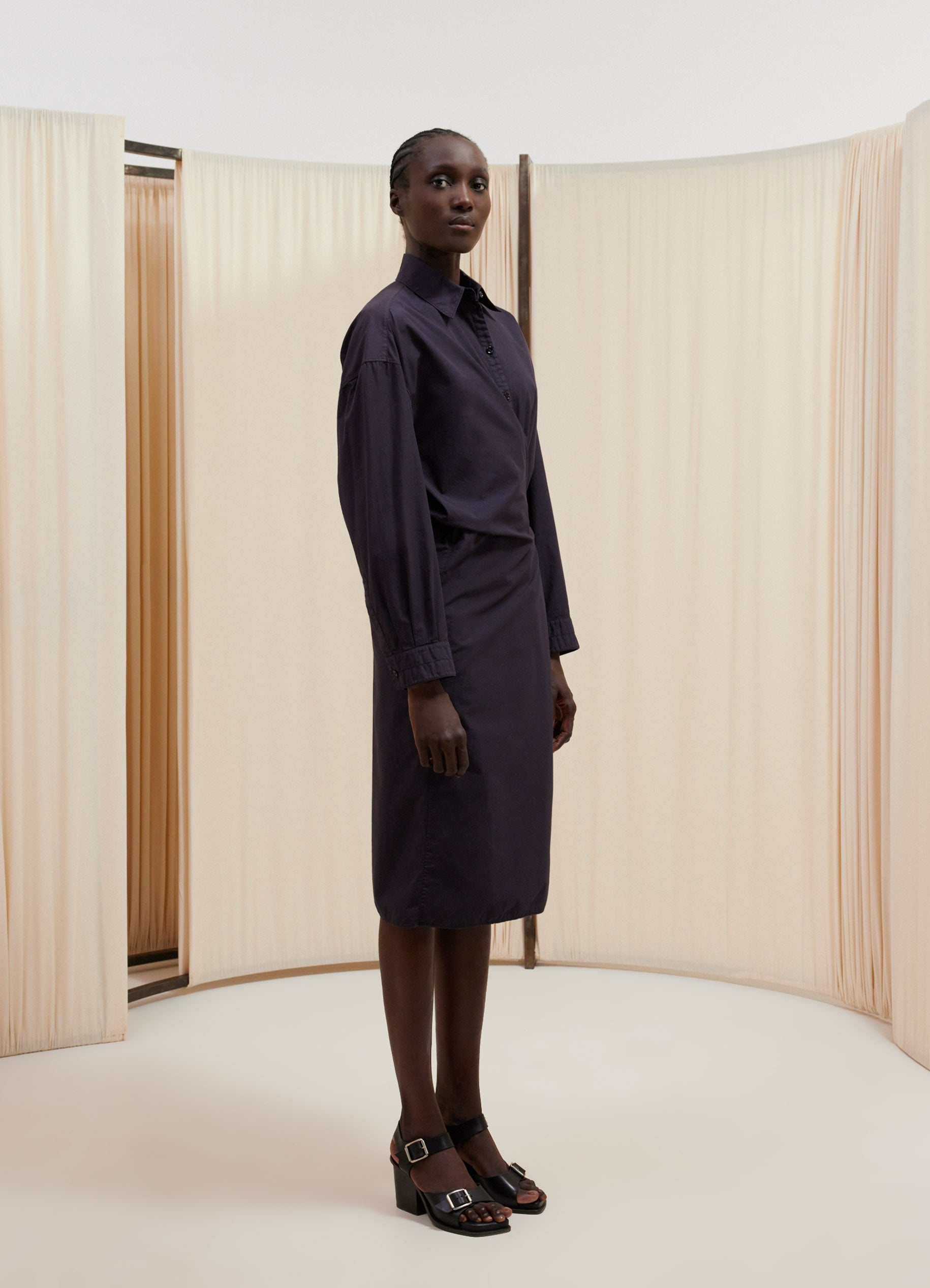 STRAIGHT COLLAR TWISTED DRESS - 2