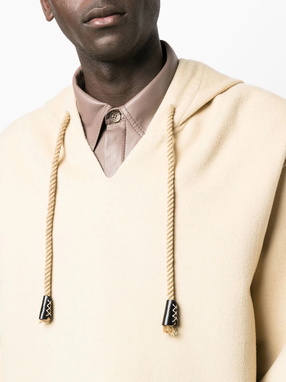 hooded pilgrim-collar jumper - 6