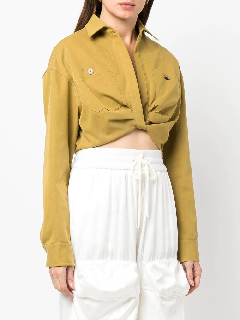 twist-front cropped cargo shirt - 3