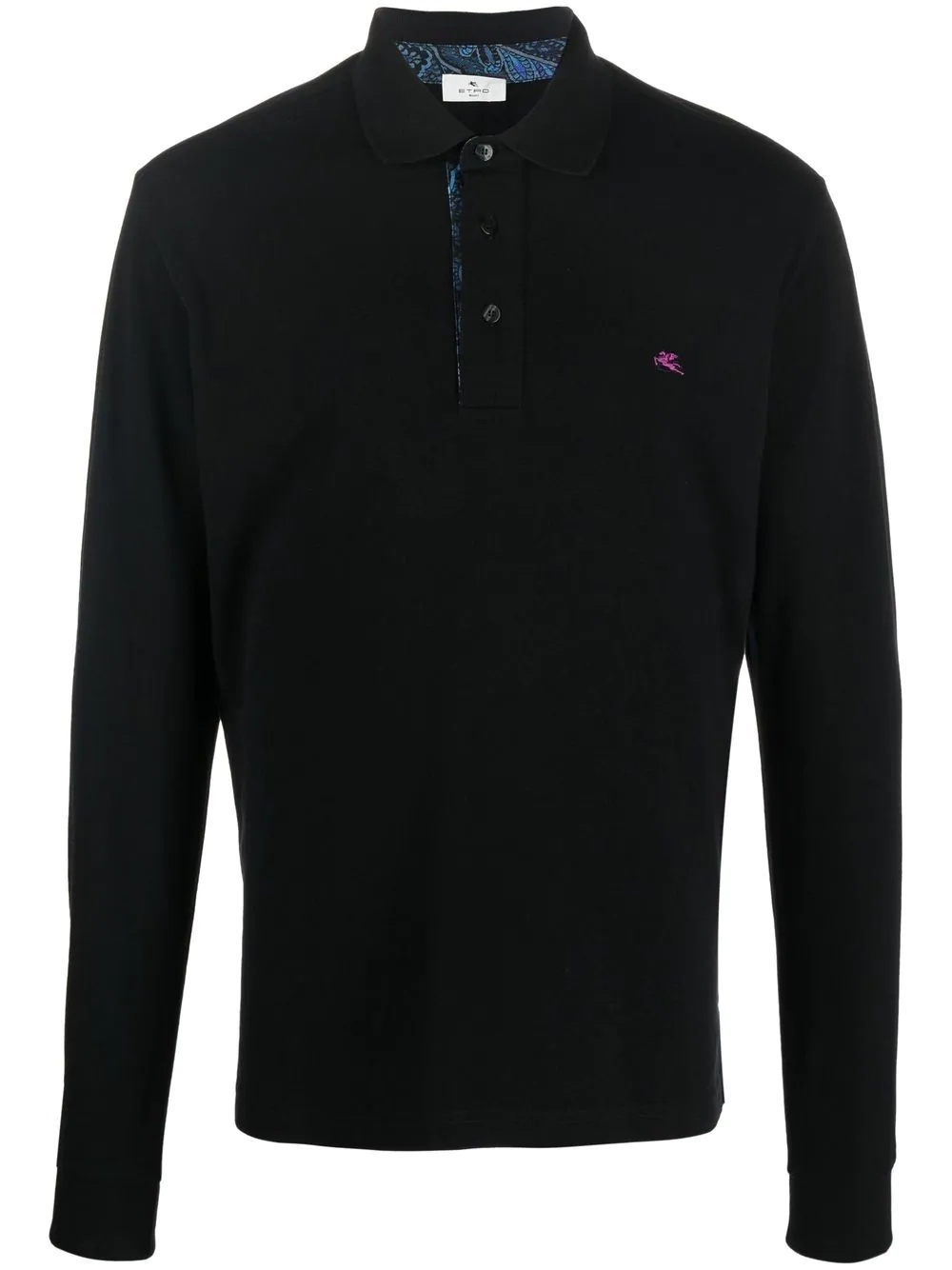 embroidered-logo long-sleeved polo shirt - 1