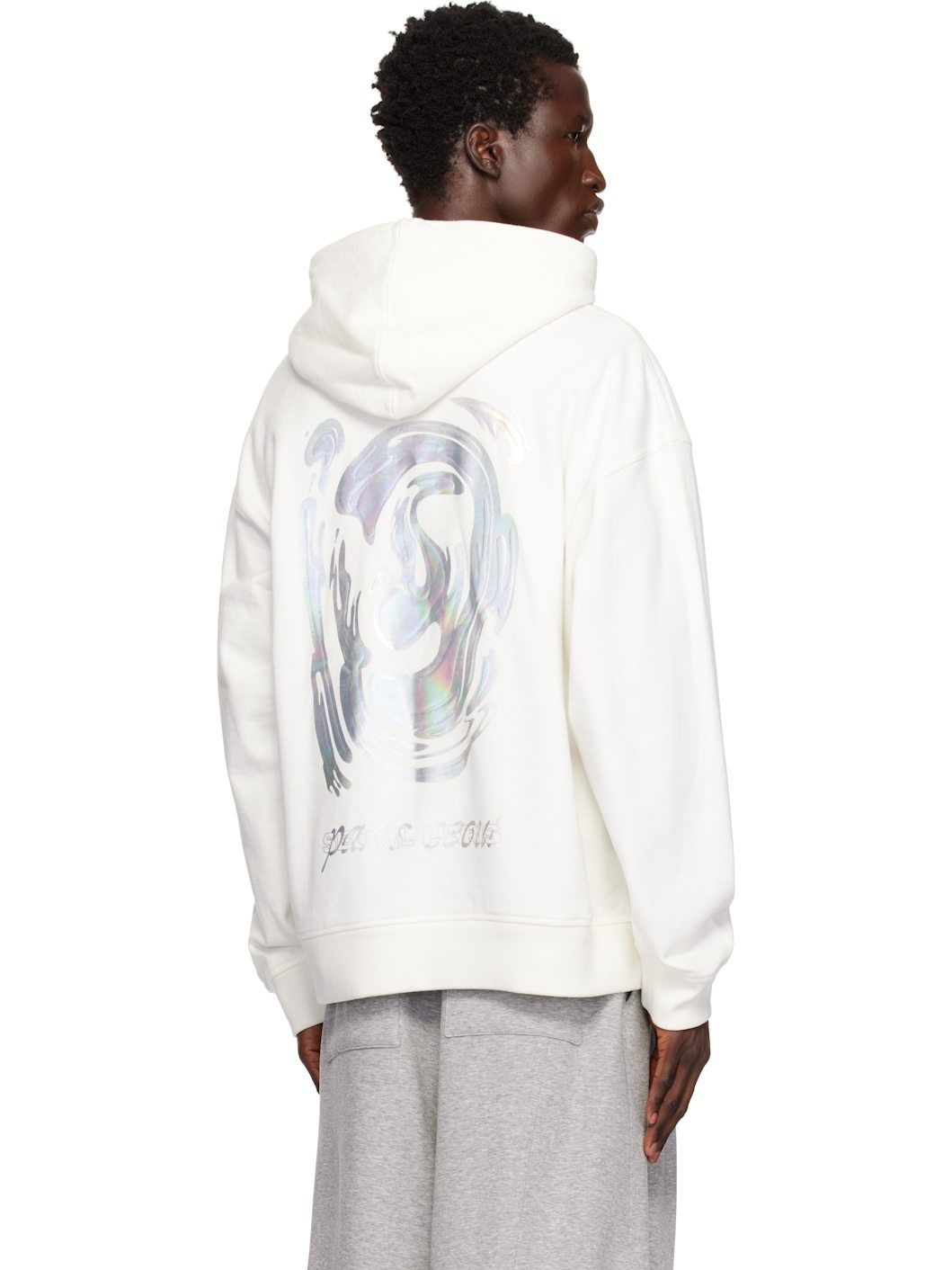 White Metallic Graphic Hoodie - 3