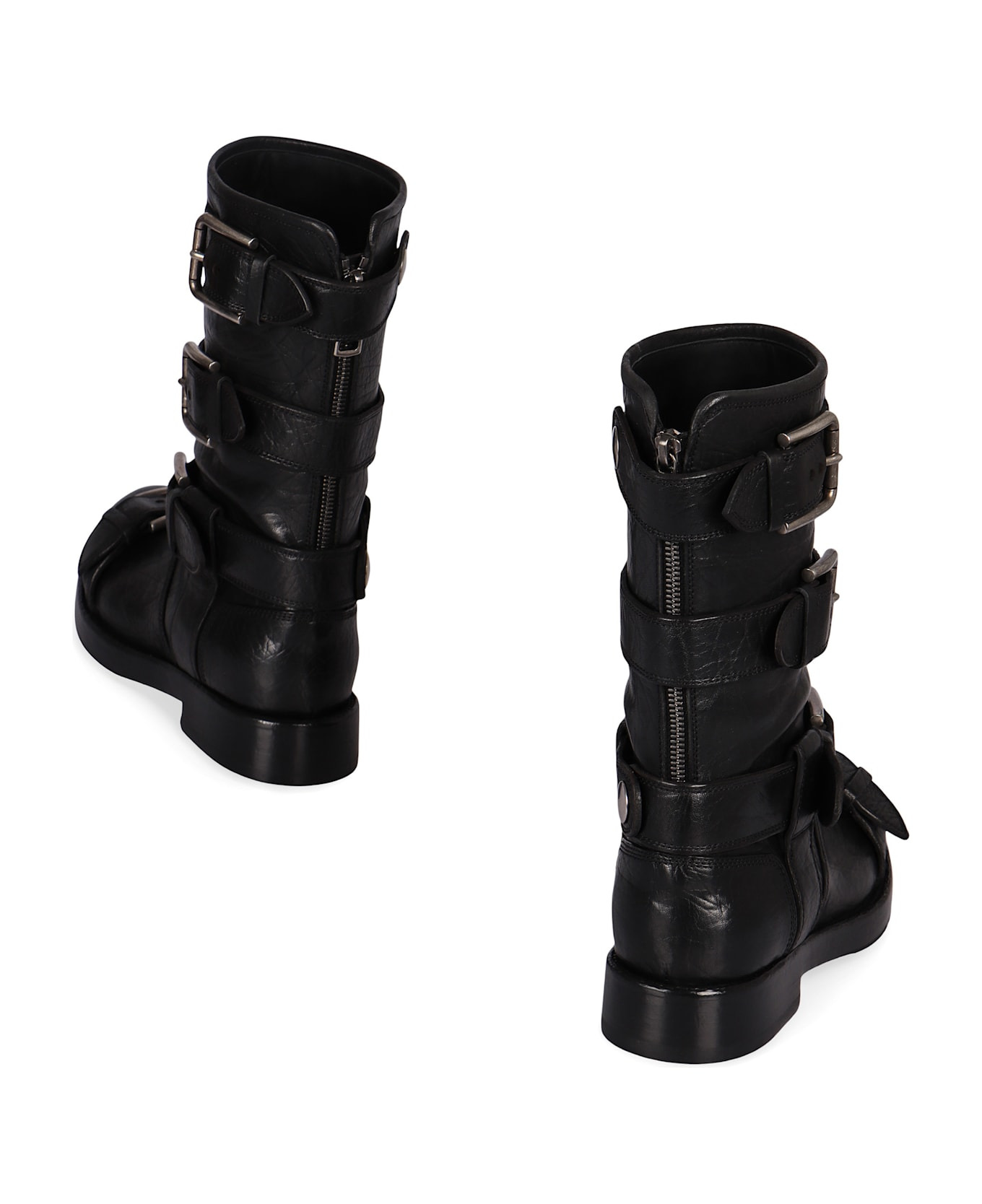 Leather Biker Boots - 4