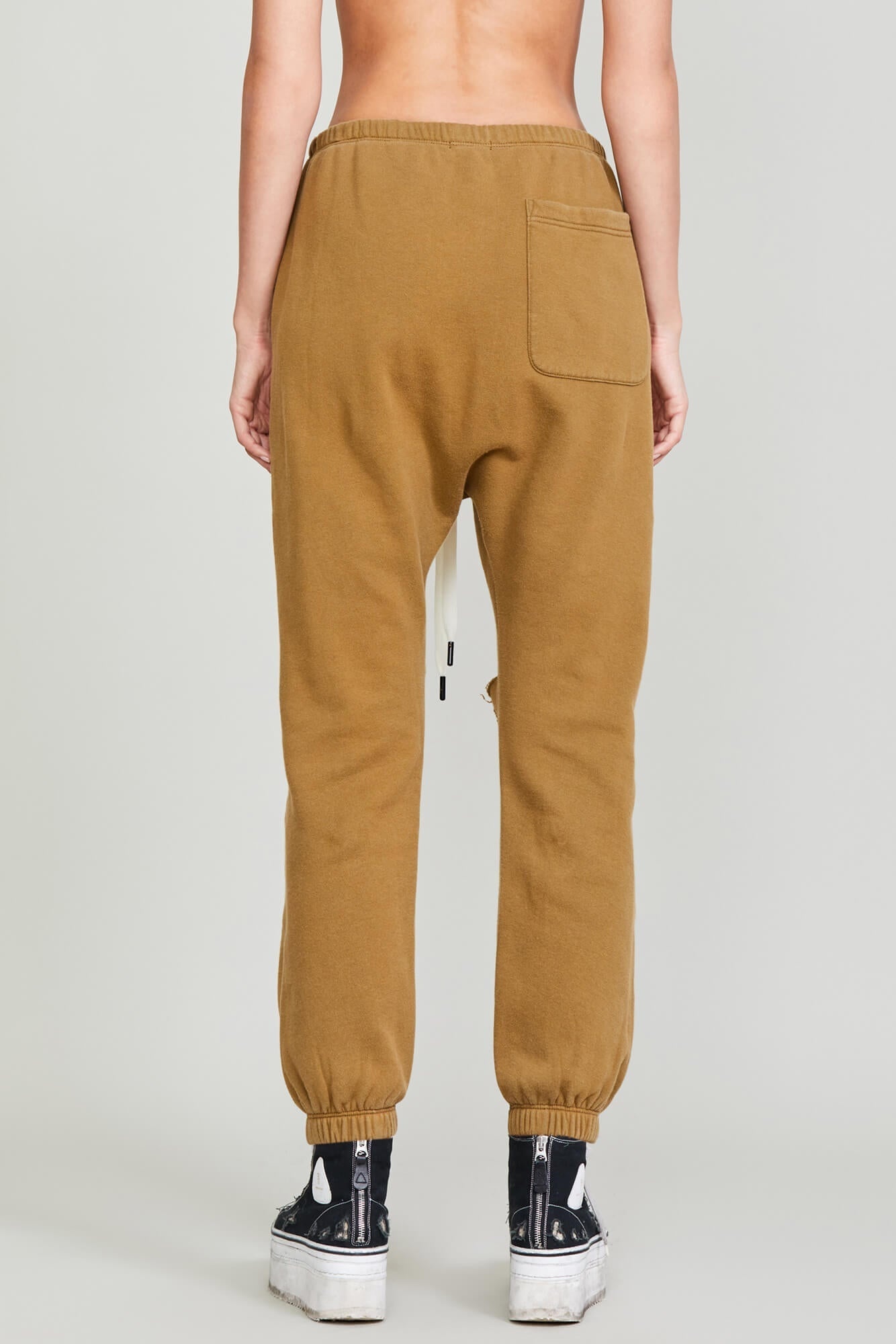 SHREDDED DROP CROTCH SWEATPANT - OLIVE - 4
