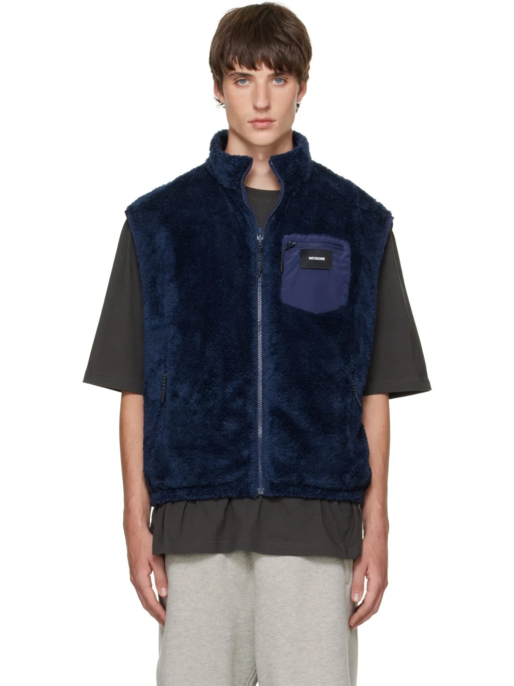 Navy Reversible Fleece Vest - 1