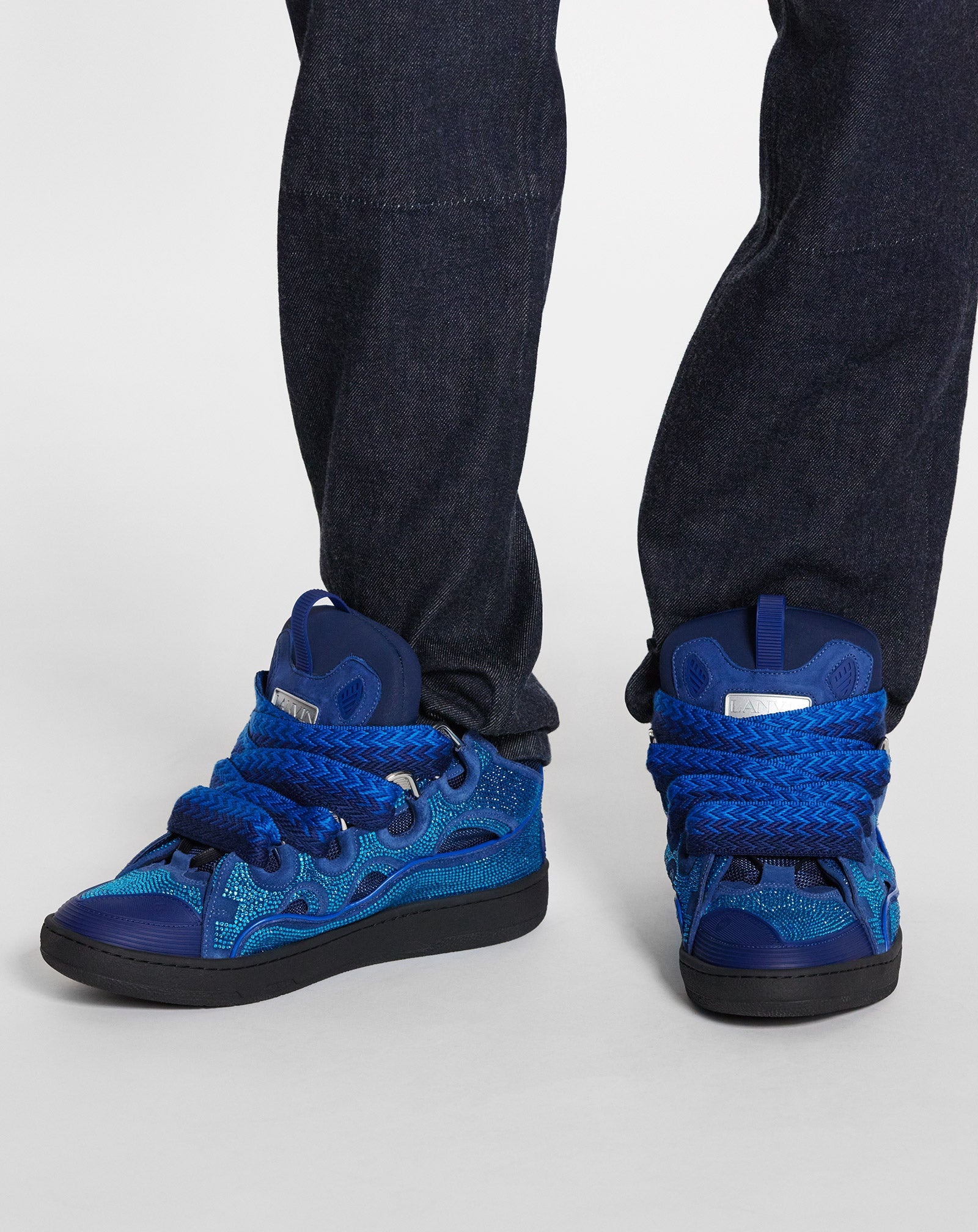 CURB LEATHER AND RHINESTONE SNEAKERS - 4