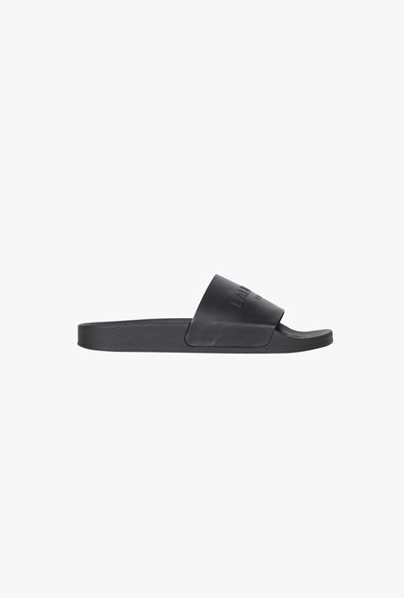 Black calfskin Calypso sandals with debossed tone-on-tone Balmain logo - 1