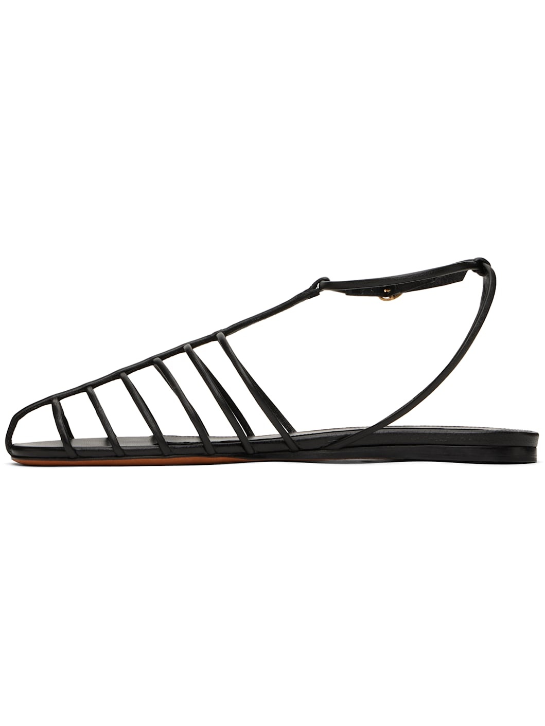 Black Tee Cage Flat Sandals - 3