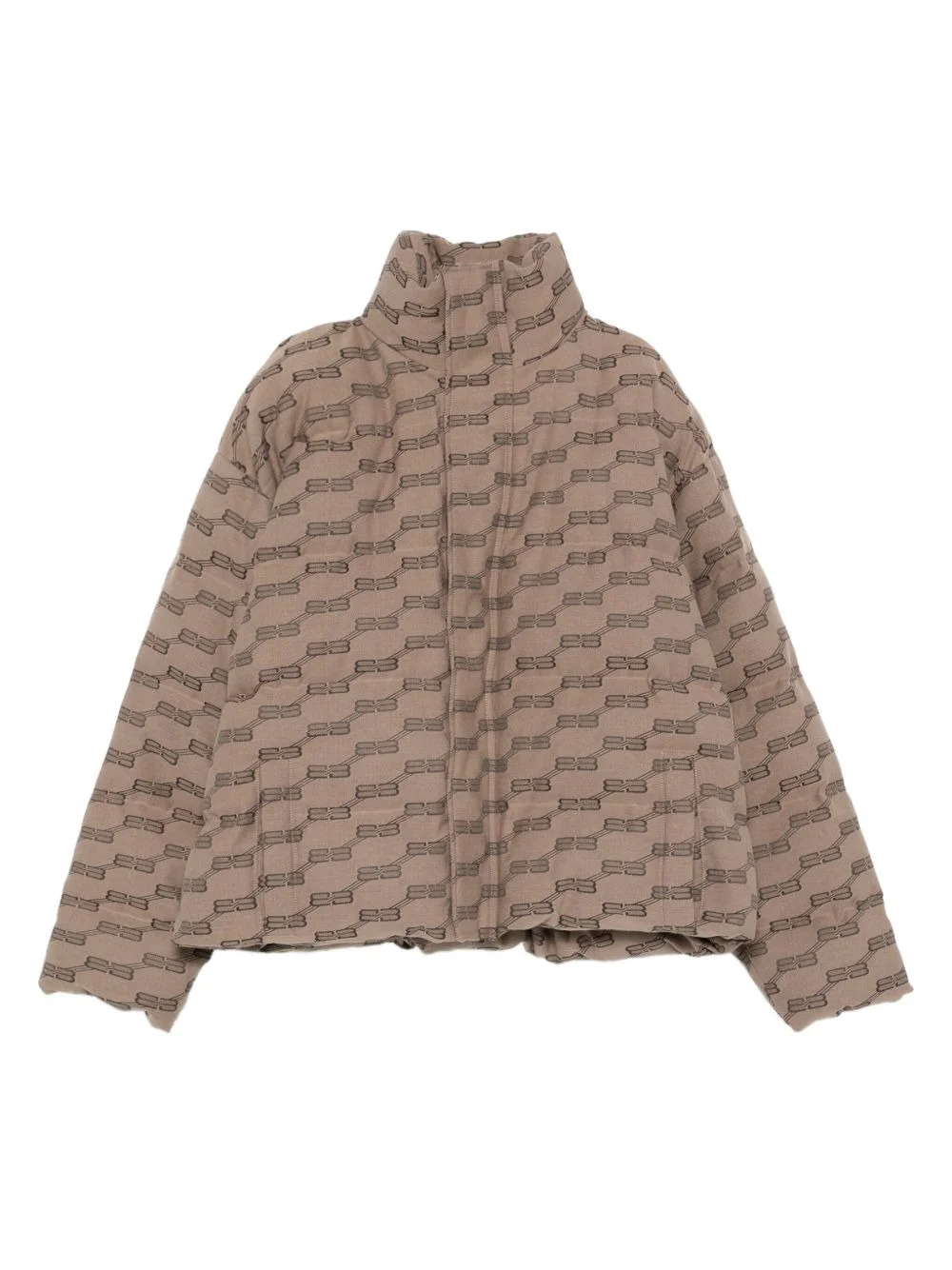 logo-pattern quilted padded jacket - 1