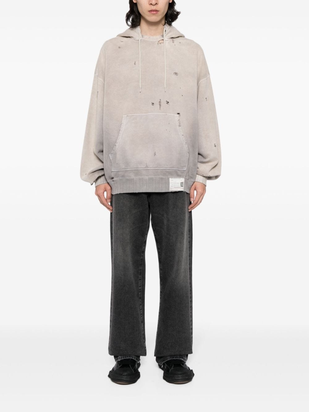 distressed-effect cotton hoodie - 2