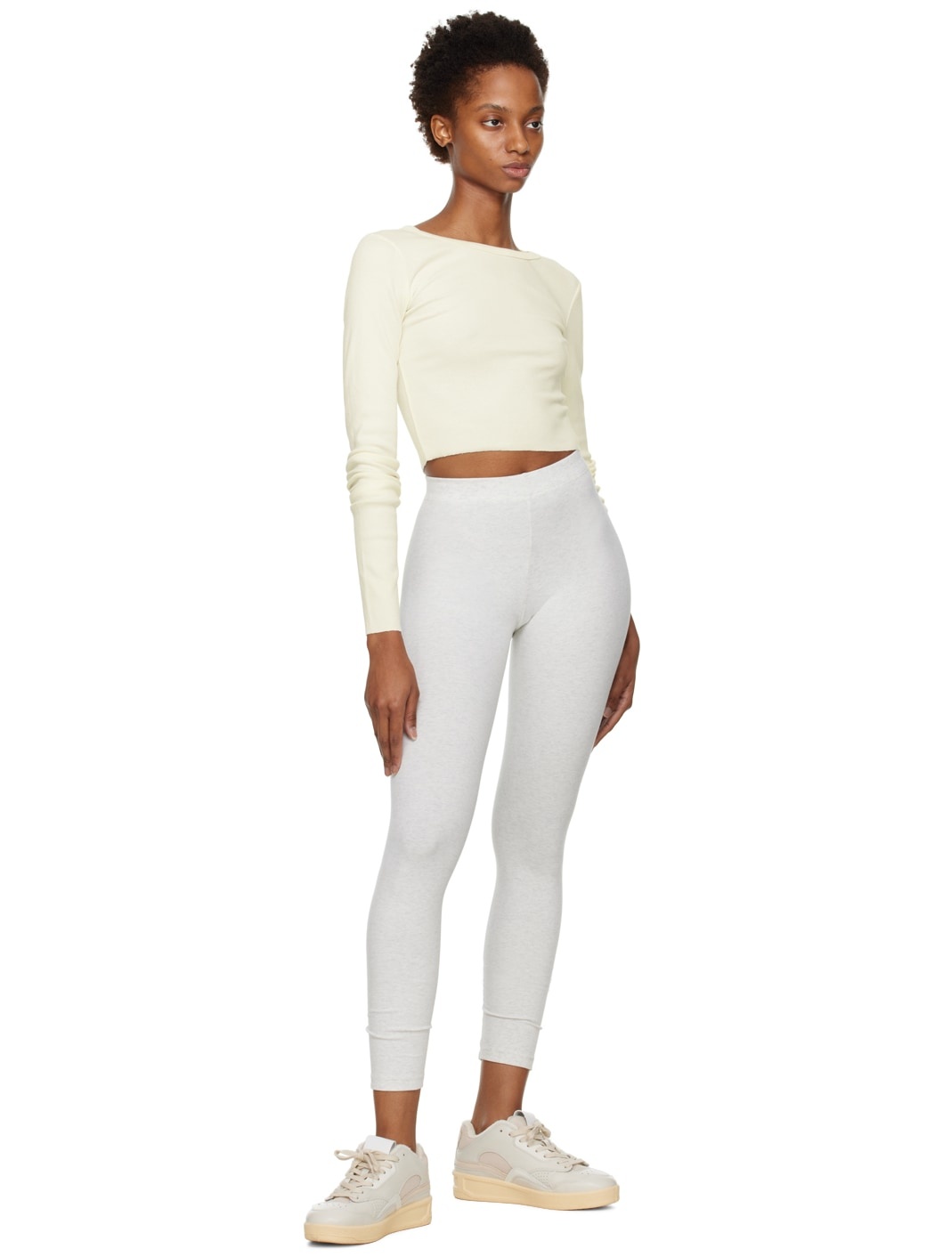 Off-White Cropped Long Sleeve T-Shirt - 4
