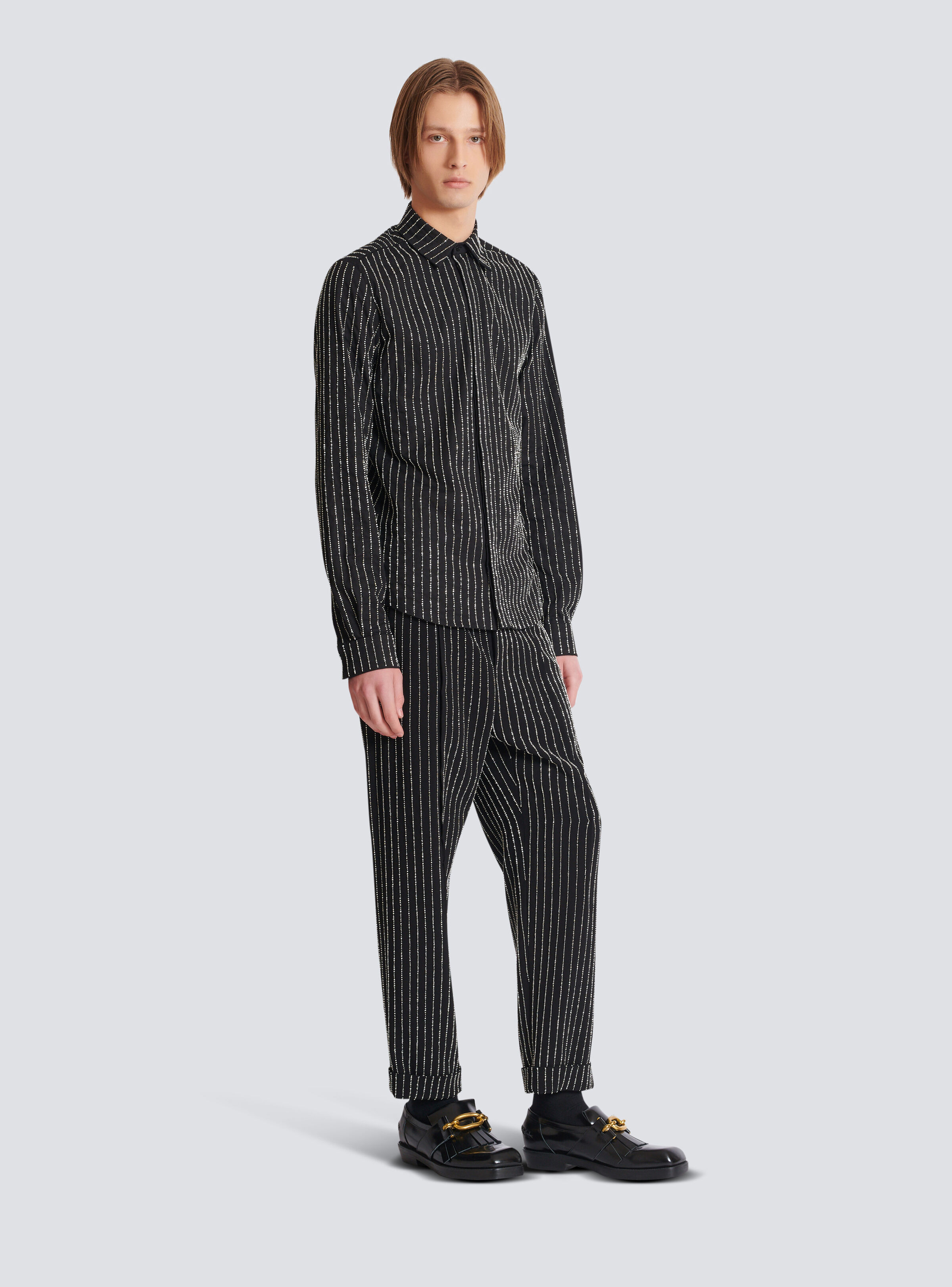 Cotton shirt with crystal stripes - 3