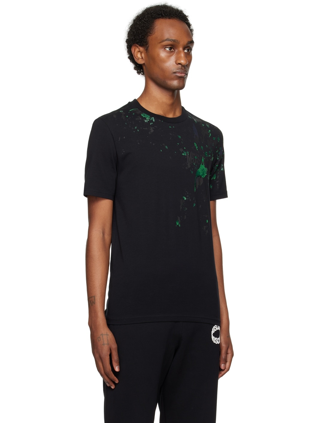Black Painted Effect T-Shirt - 2