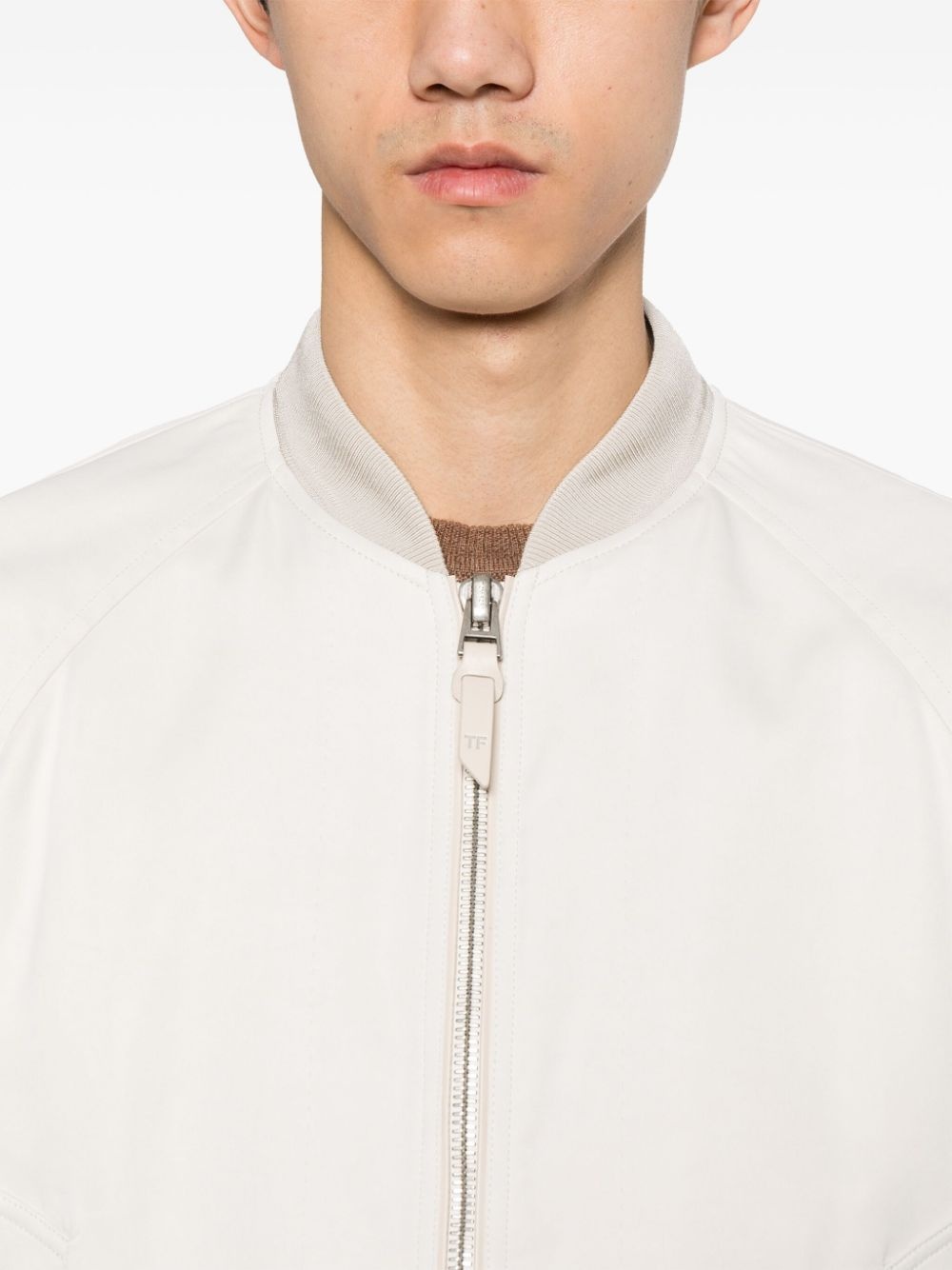 leather-trim bomber jacket - 5