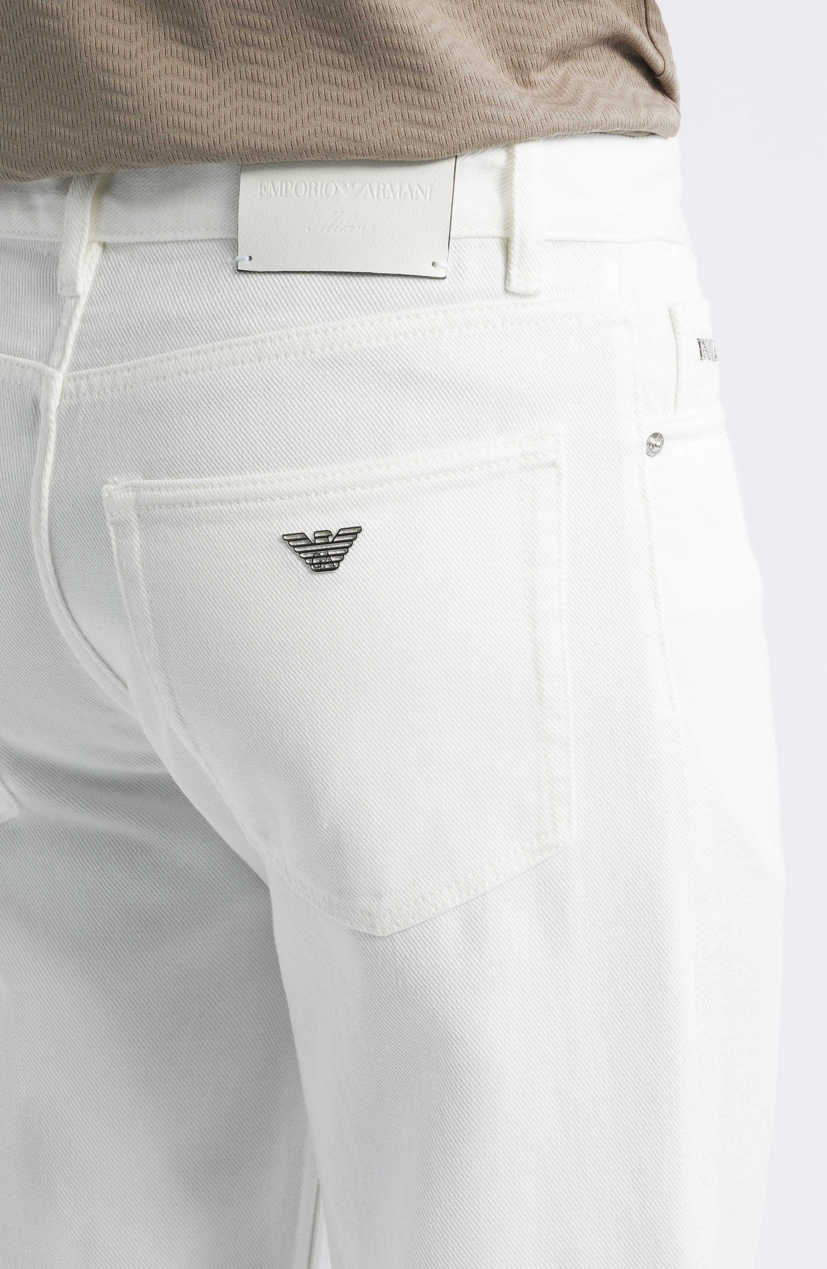 Emporio Armani White Lyocell & Cotton 5-Pocket Pants at Nordstrom - 4
