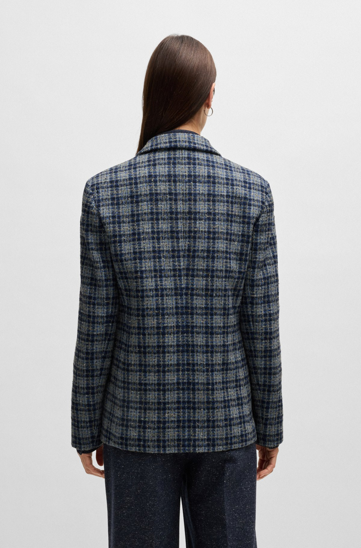 RELAXED-FIT DOUBLE-BREASTED JACKET IN CHECKED TWEED - 4
