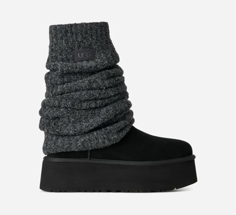 ® Women's Classic Mini Dipper Legwarmer Knit Classic Boots in Black - 1