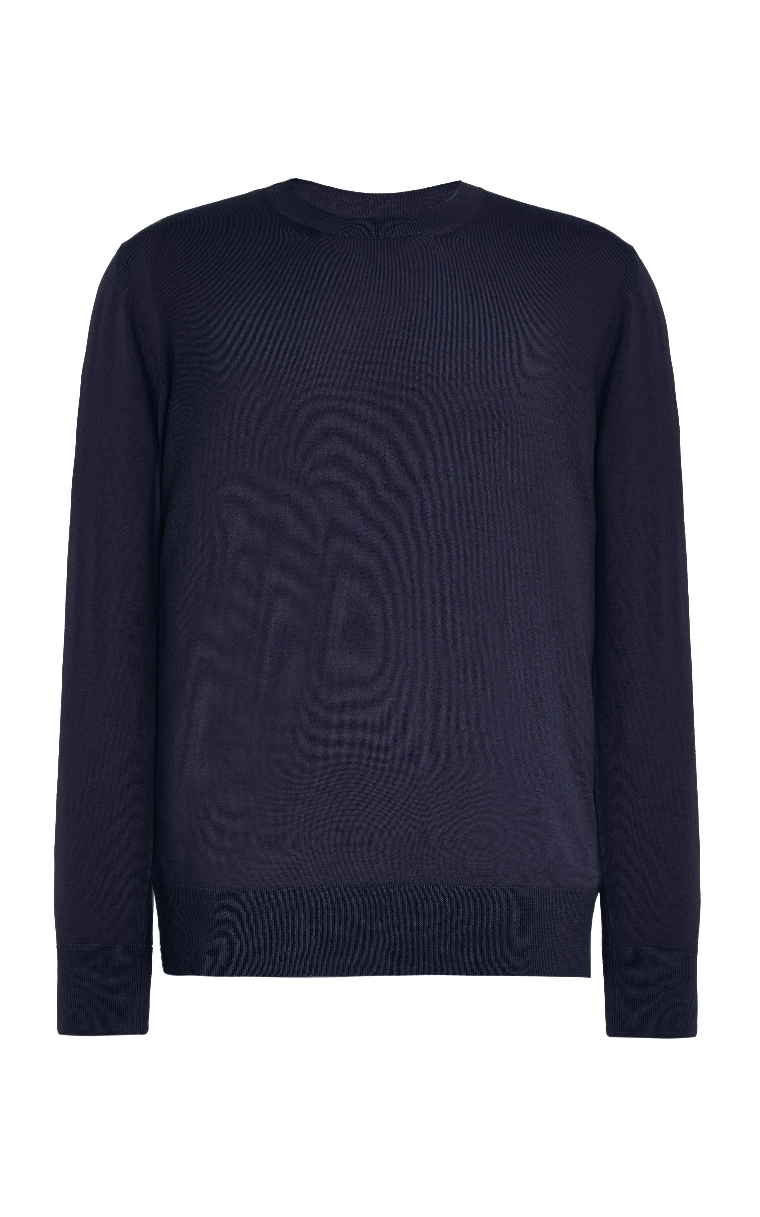 Palco Knit Crewneck in Navy Merino Wool - 1