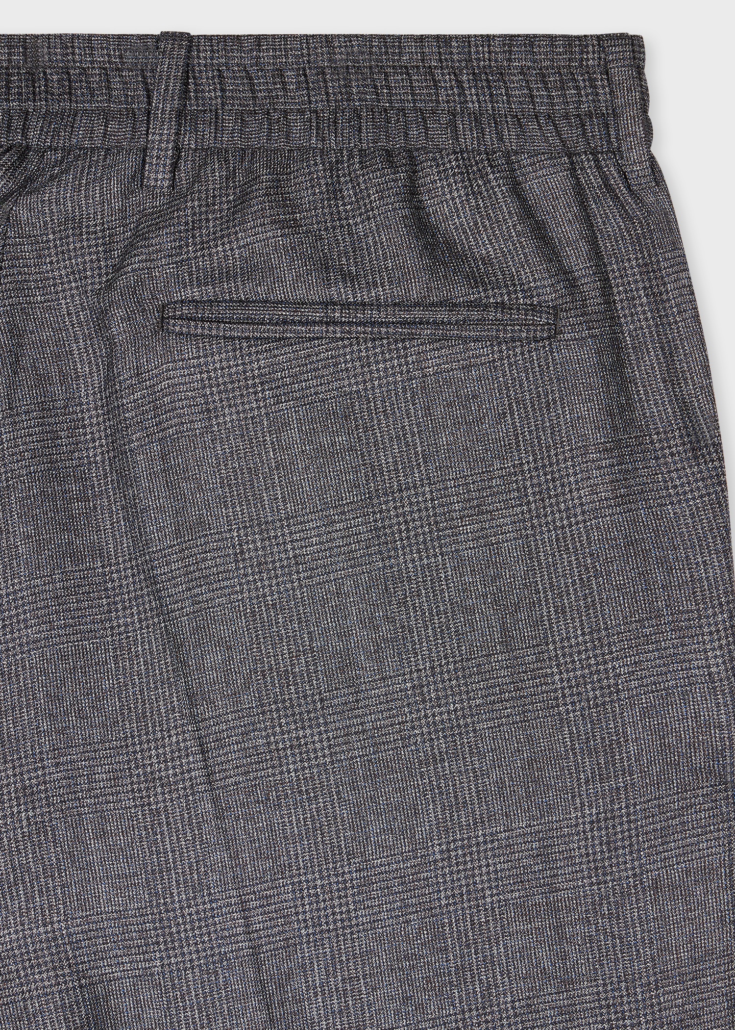 Tapered-Fit Grey Check Elastic-Back Trousers - 2