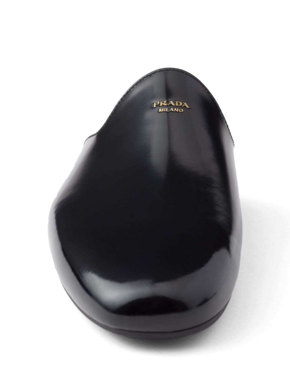 logo-embossed brushed leather slippers - 5