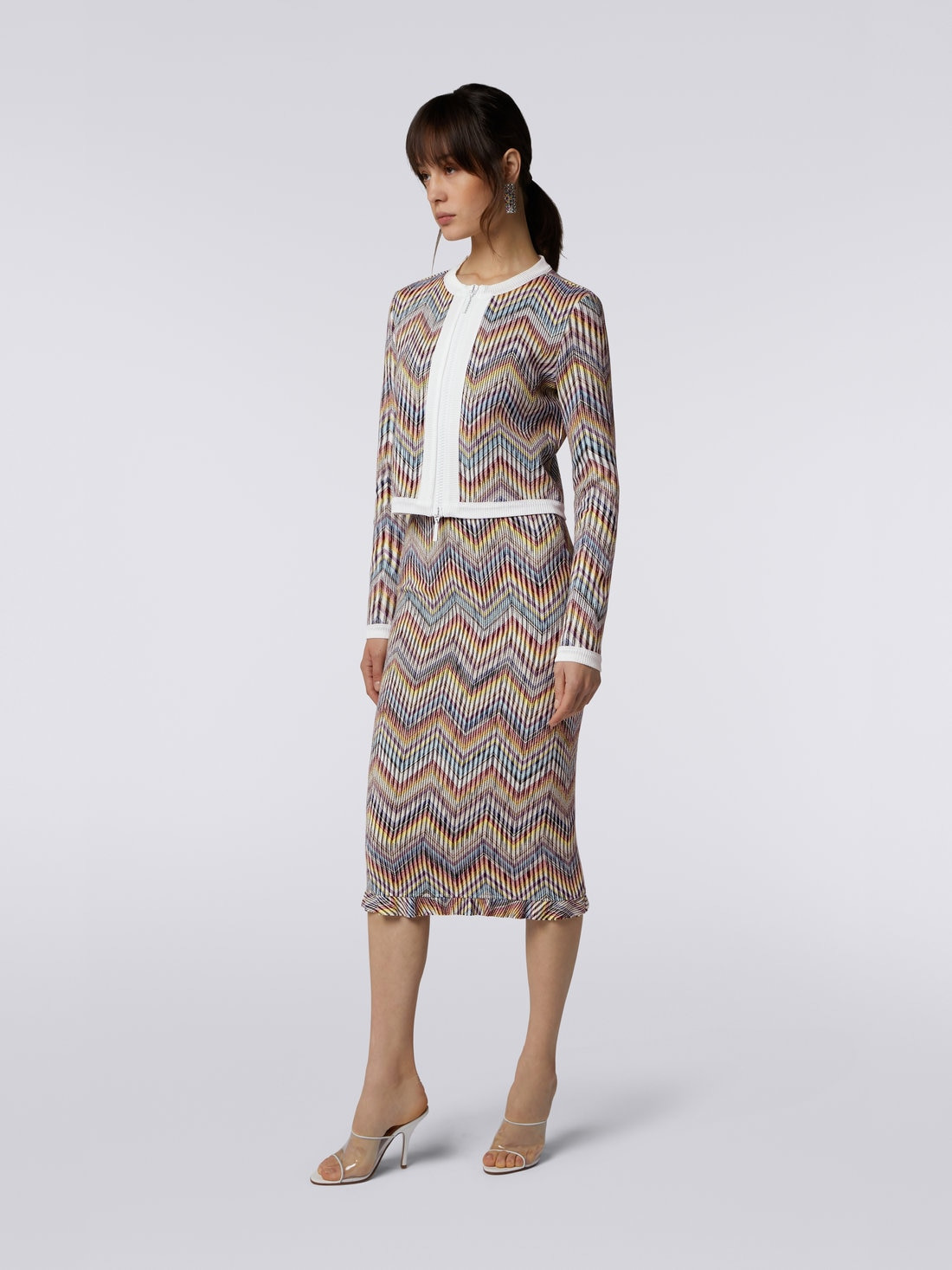 Cotton and wool knit jacket with zip - 3