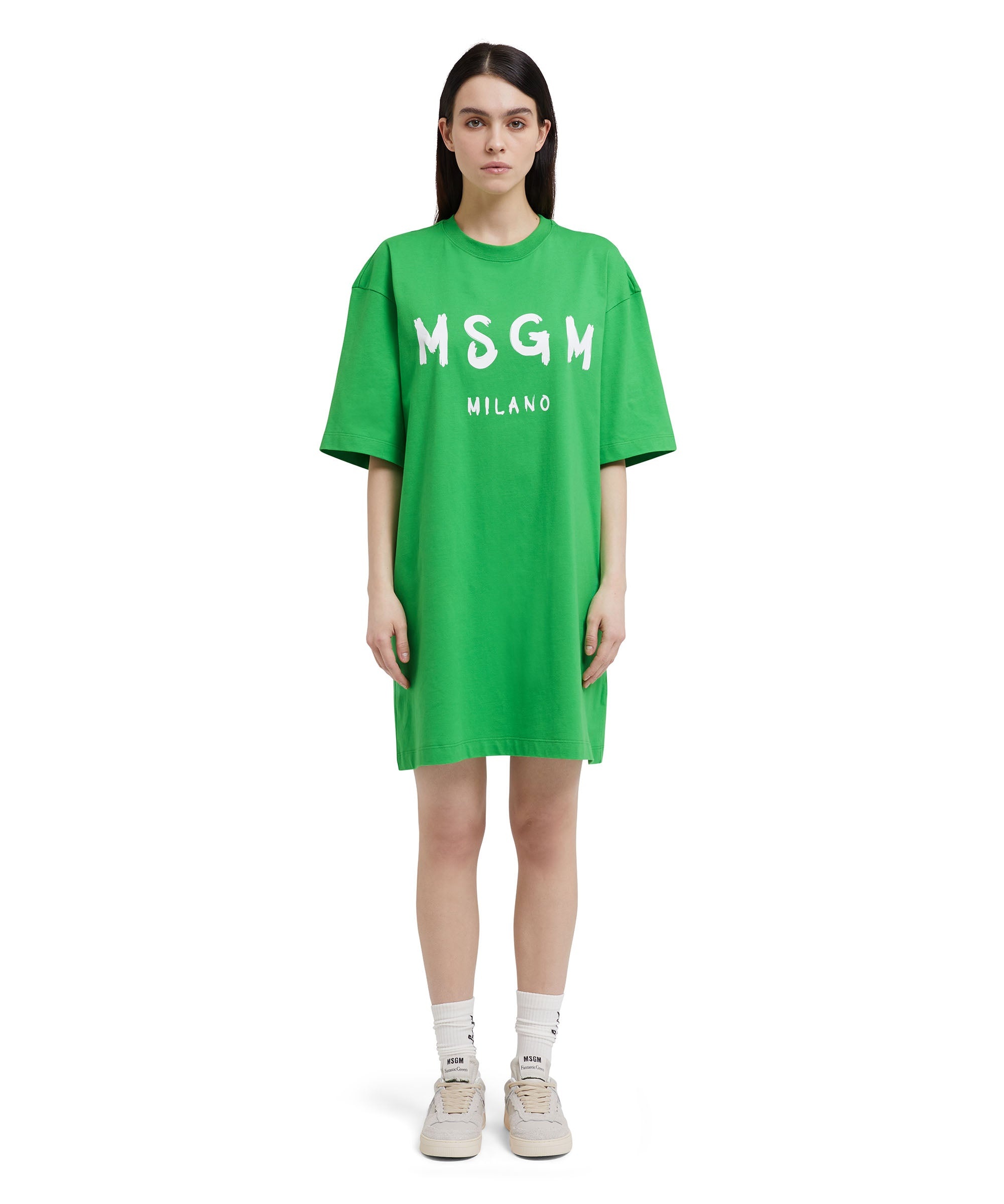Long T-Shirt dress with brushstroke logo - 2