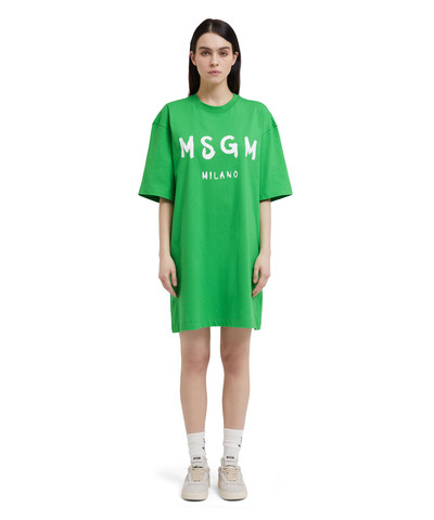 MSGM Long T-Shirt dress with brushstroke logo outlook