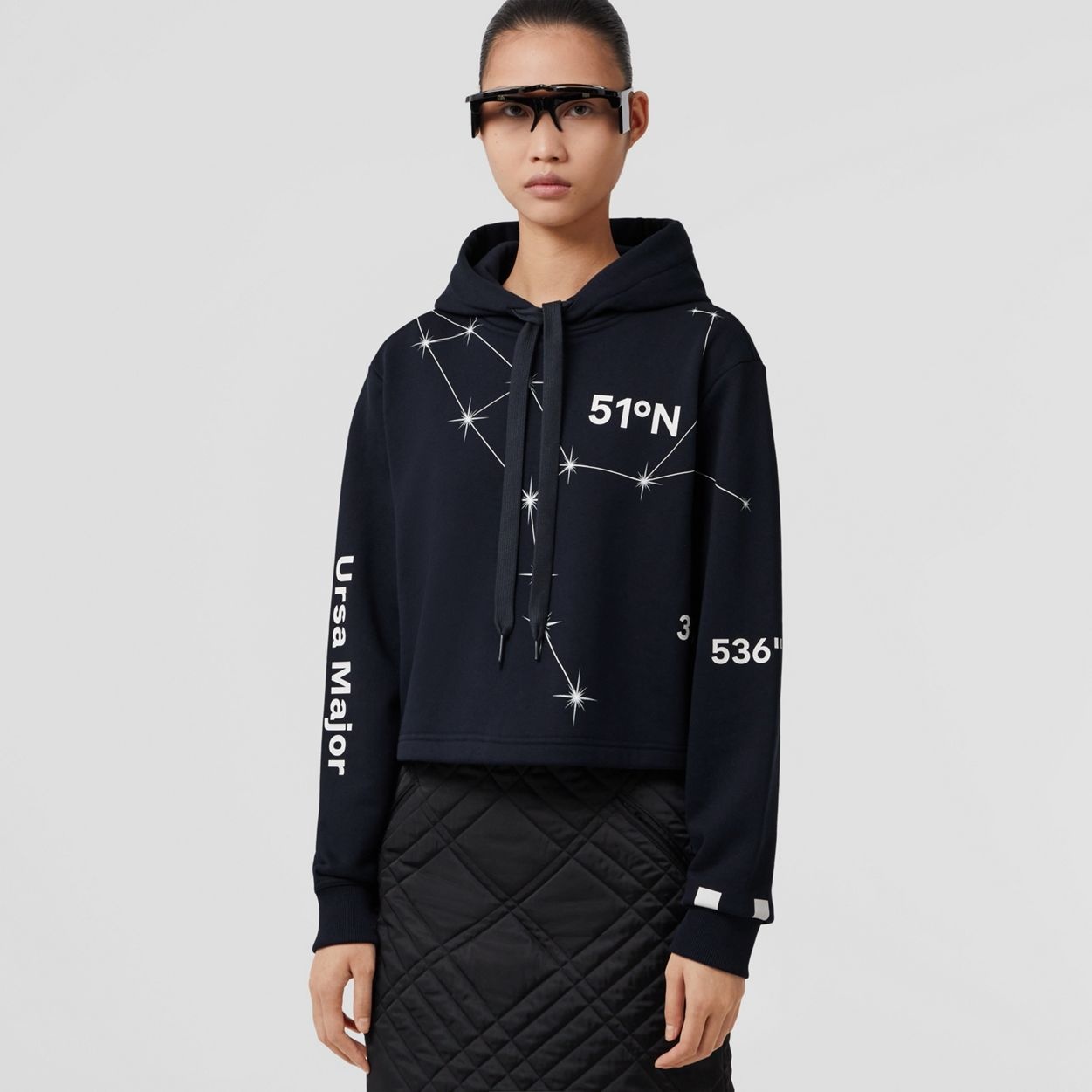 Constellation Print Cotton Cropped Hoodie - 2
