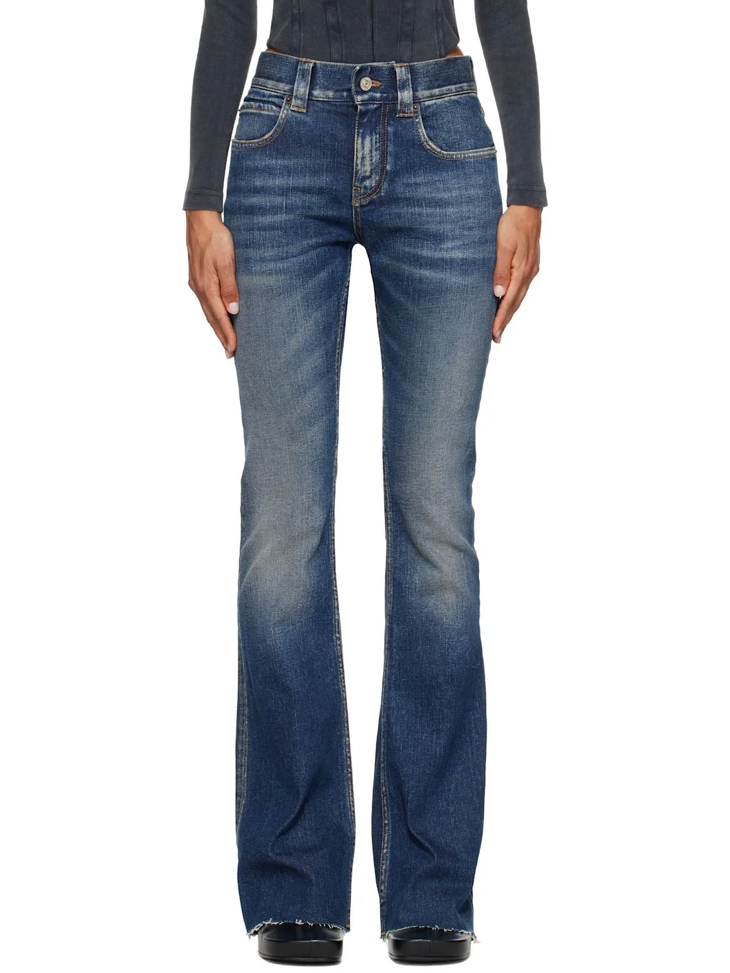 Blue Slim Fit Bootcut Jeans - 1