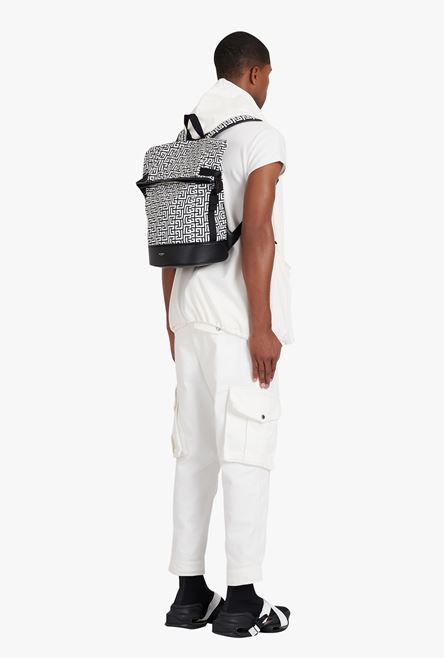 Bicolor white and black nylon 1945 backpack - 9