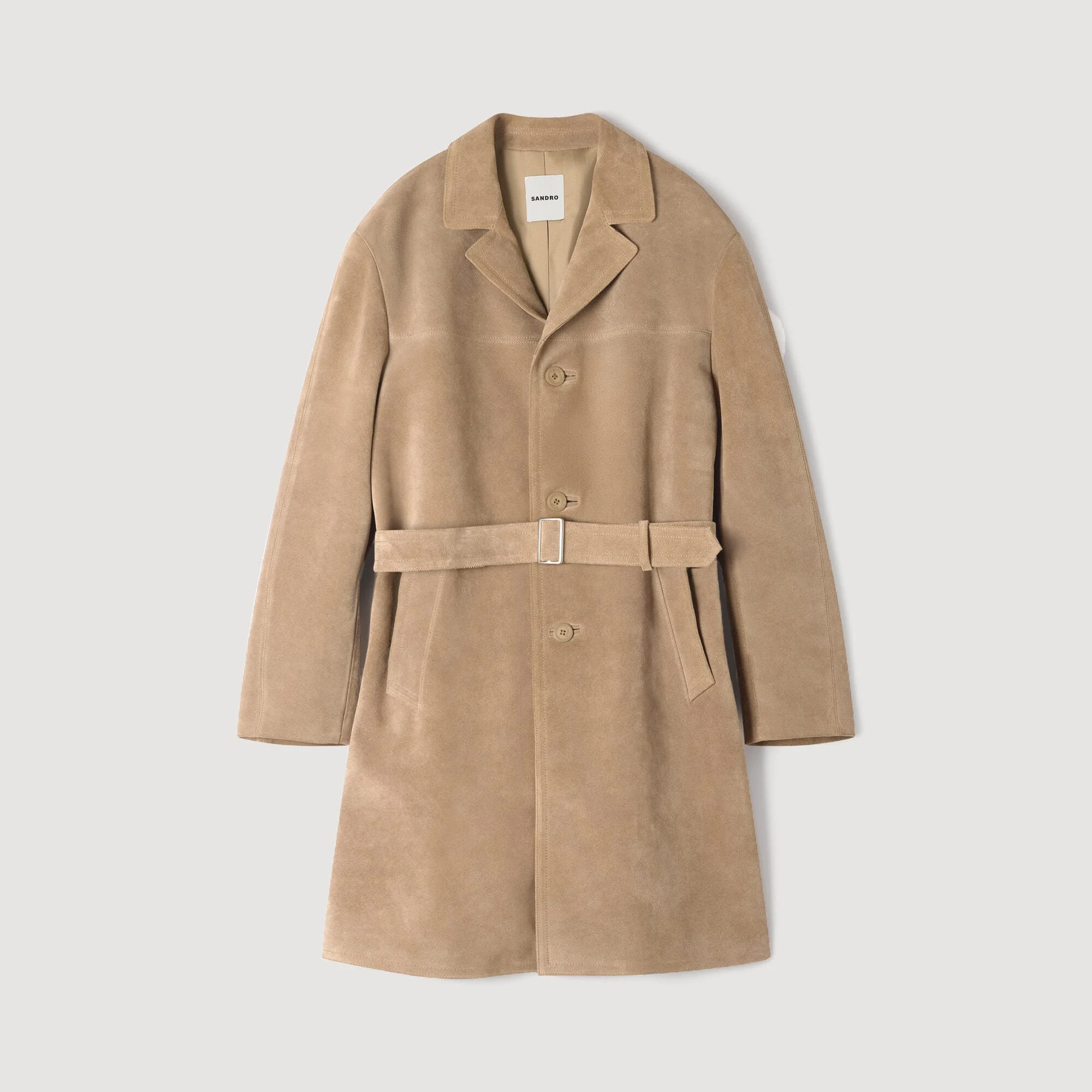 TAILORED BELTED LEATHER COAT - 1