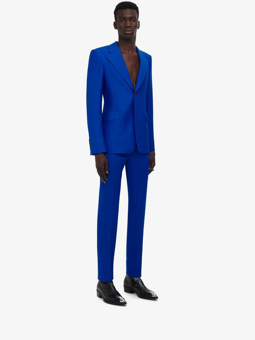 Men's Neat Shoulder Single-breasted Jacket in Galactic Blue - 3