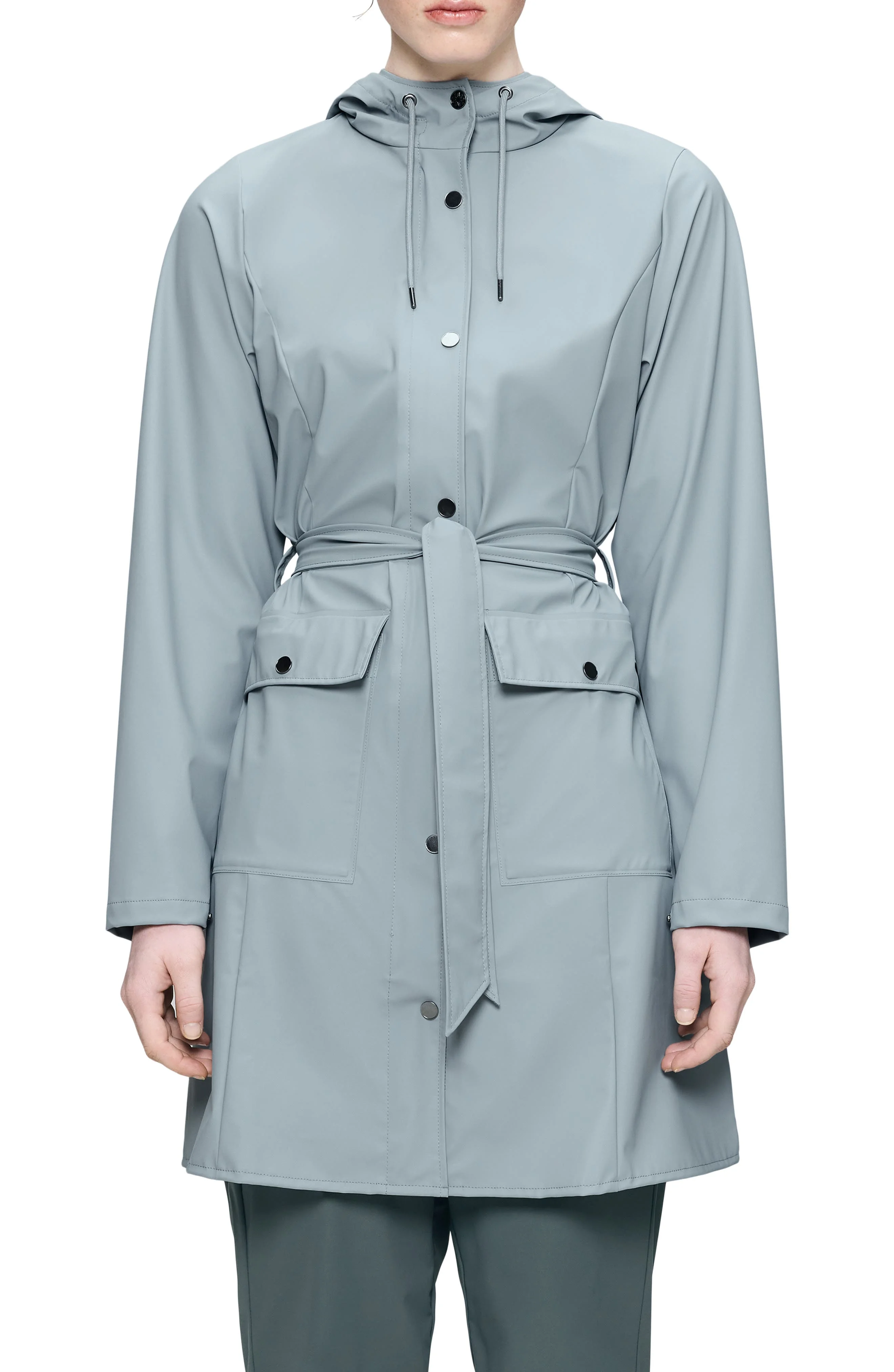 Rains Curve Waterproof Belted Jacket in Pool at Nordstrom - 1