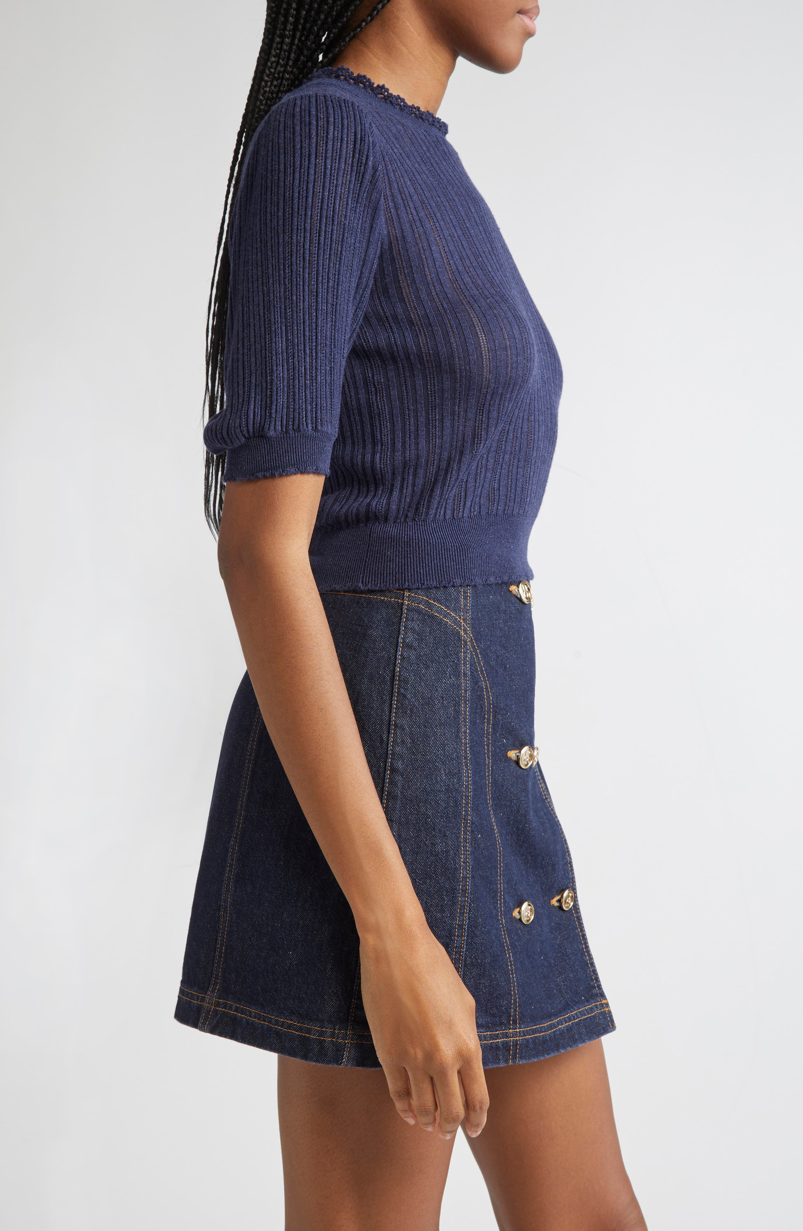 Ulla Johnson Gemma Rib Top in Midnight at Nordstrom - 4