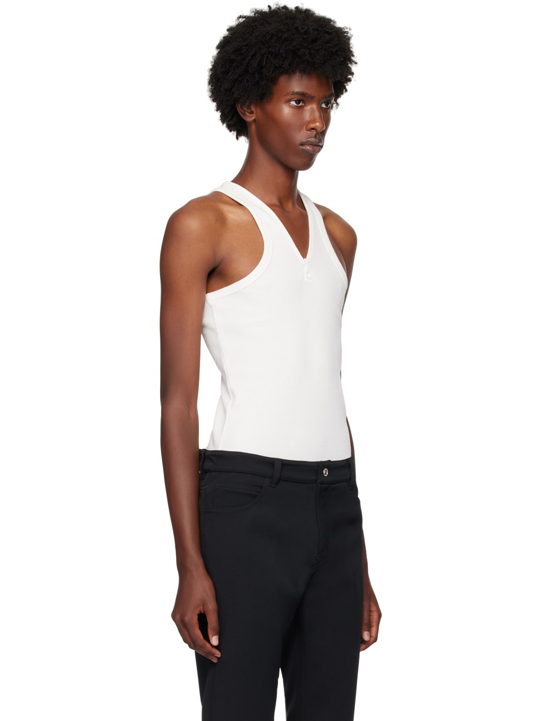 White Zipped Tank Top - 2