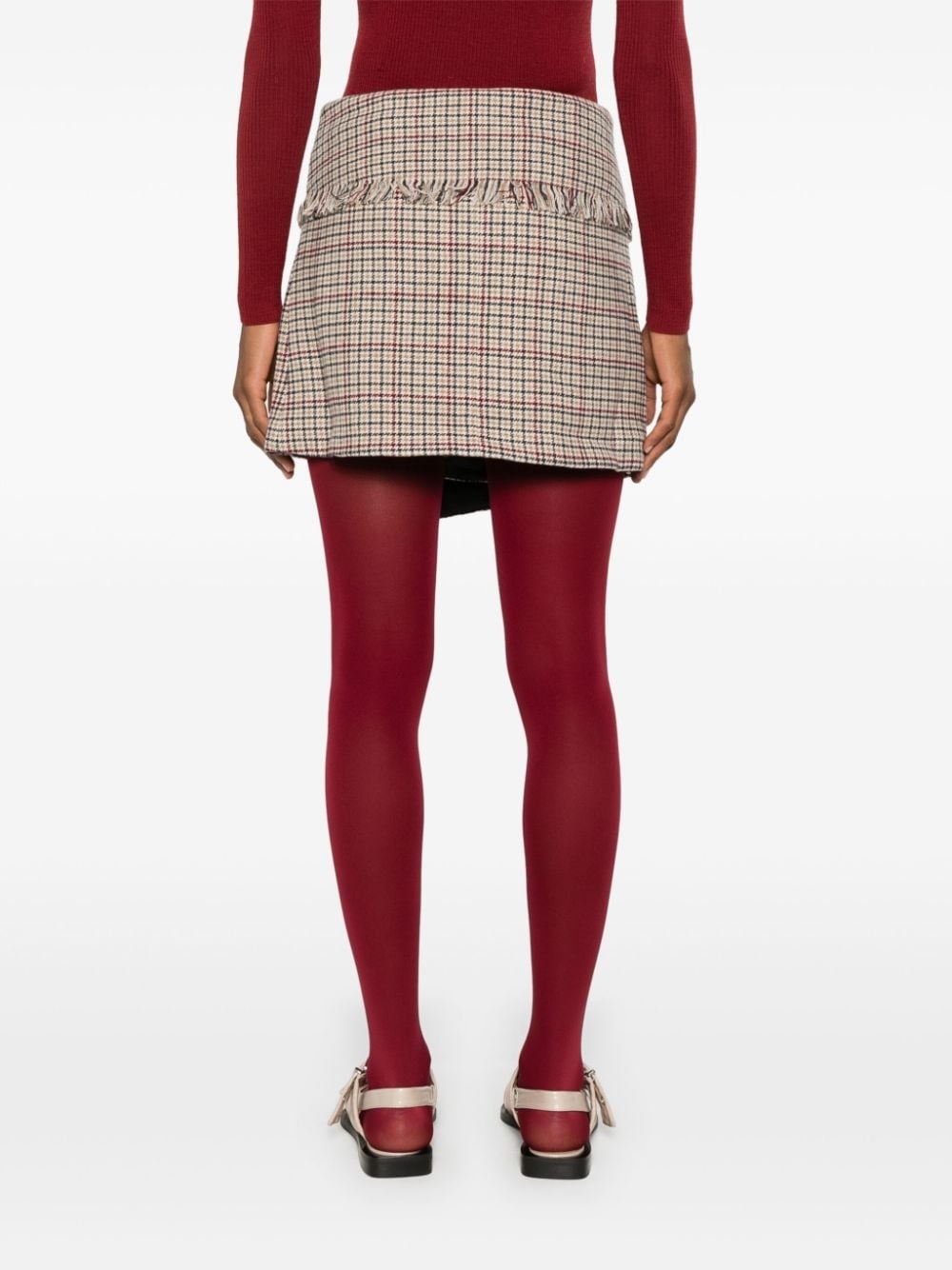 checked wrap mini skirt - 4