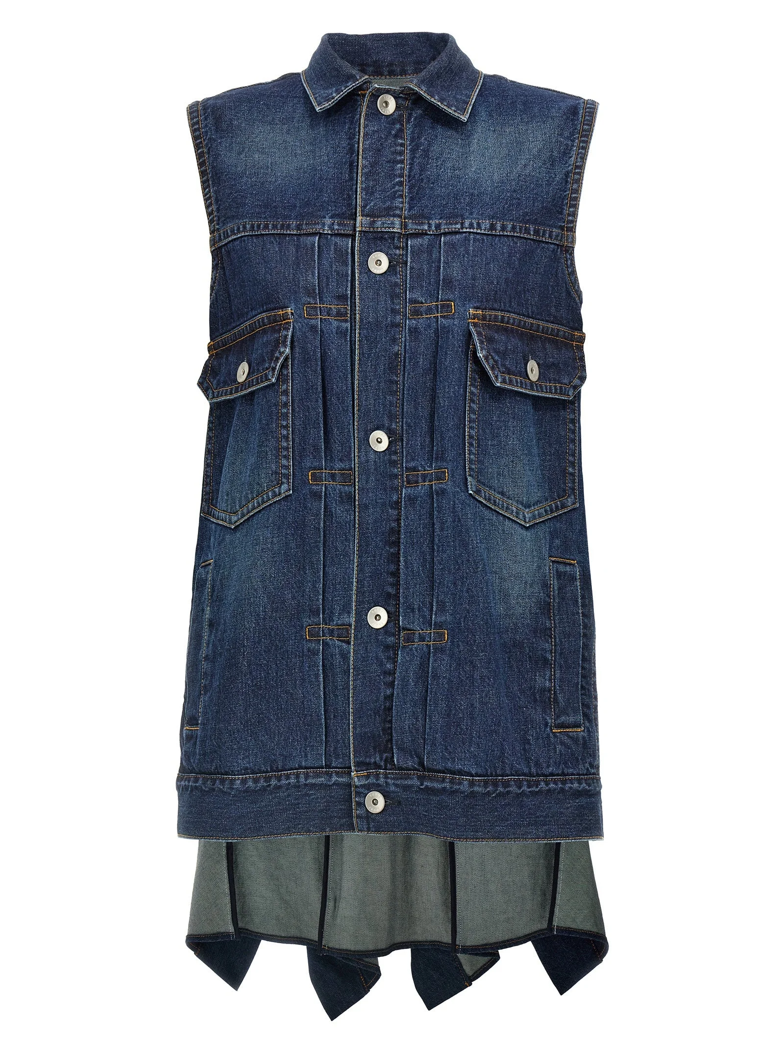 Sacai Women Ruffled Denim Dress - 1