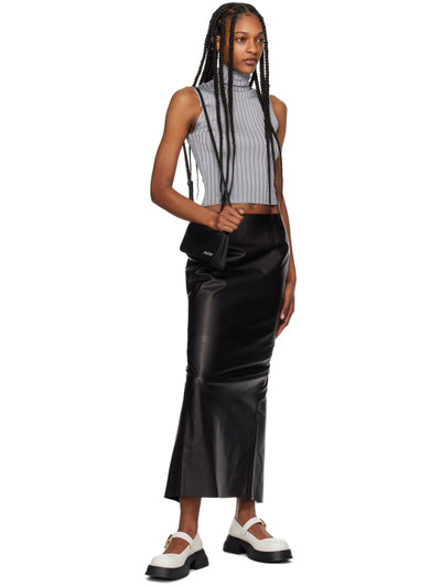 Marni Black Slit Leather Maxi Skirt outlook