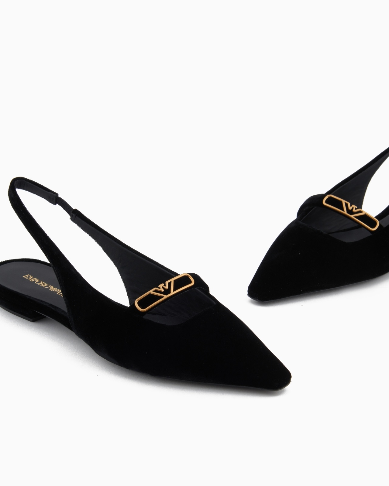 SLINGBACK BALLERINAS MADE OF VELVET, WITH EAGLE PLATE - 5