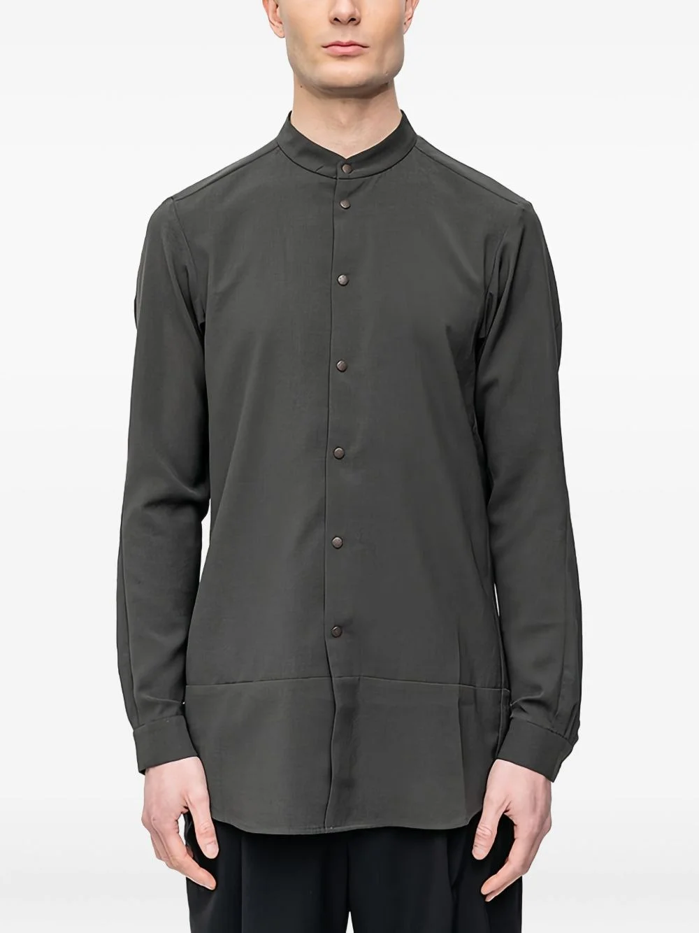 mandarin-collar button-down shirt - 1