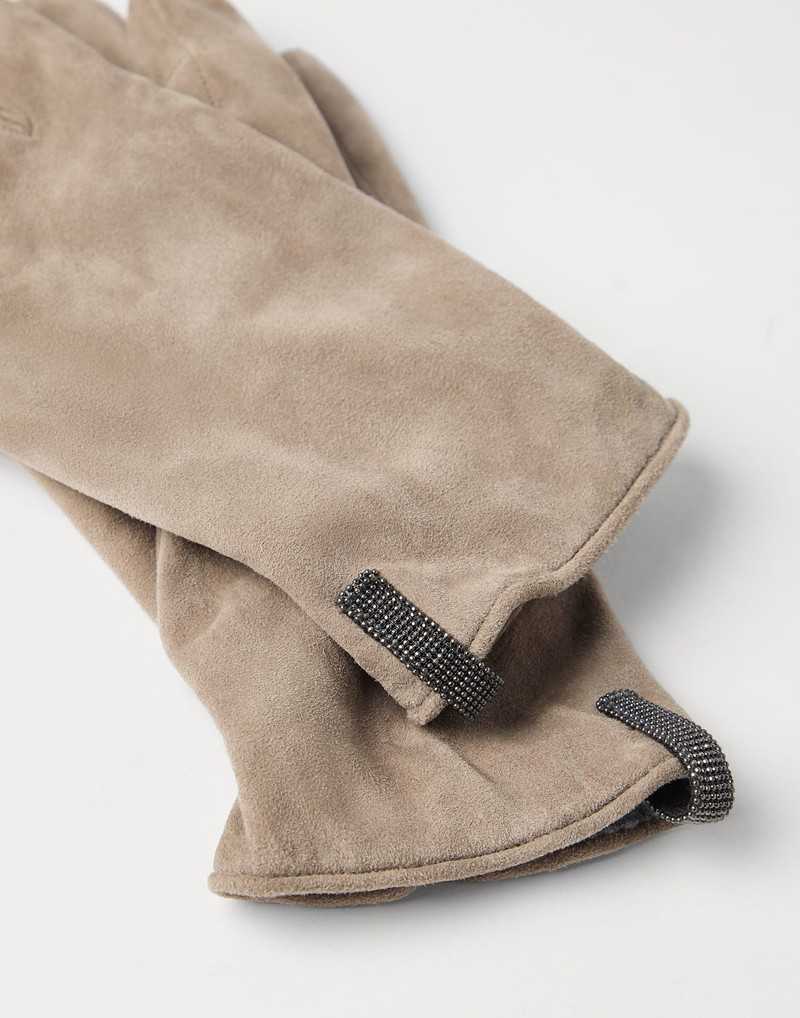 Brunello Cucinelli Suede gloves with monili outlook