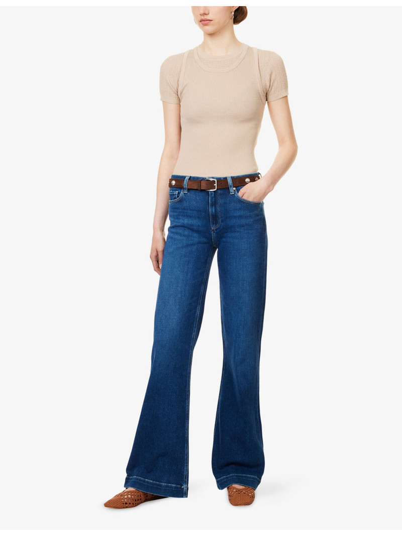 PAIGE Leenah High-Rise Wide-Leg Cotton-Blend Denim Jeans outlook