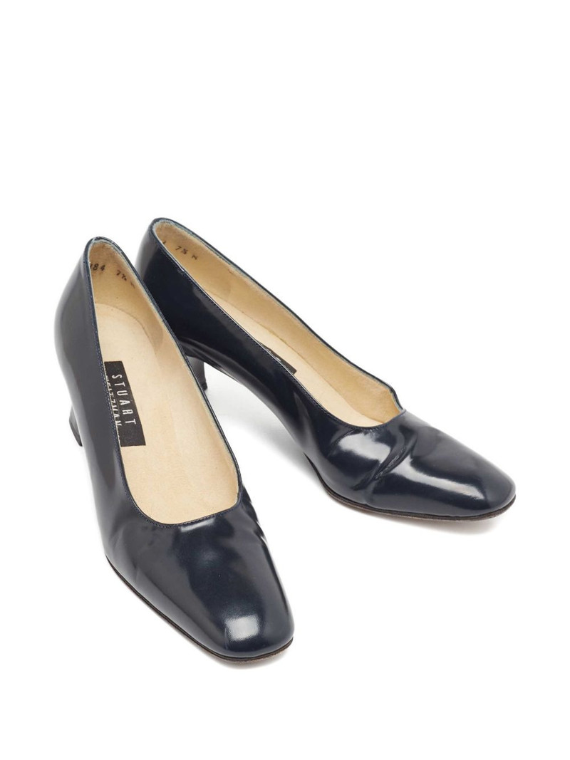 Stuart Weitzman patent leather block-heel pumps outlook