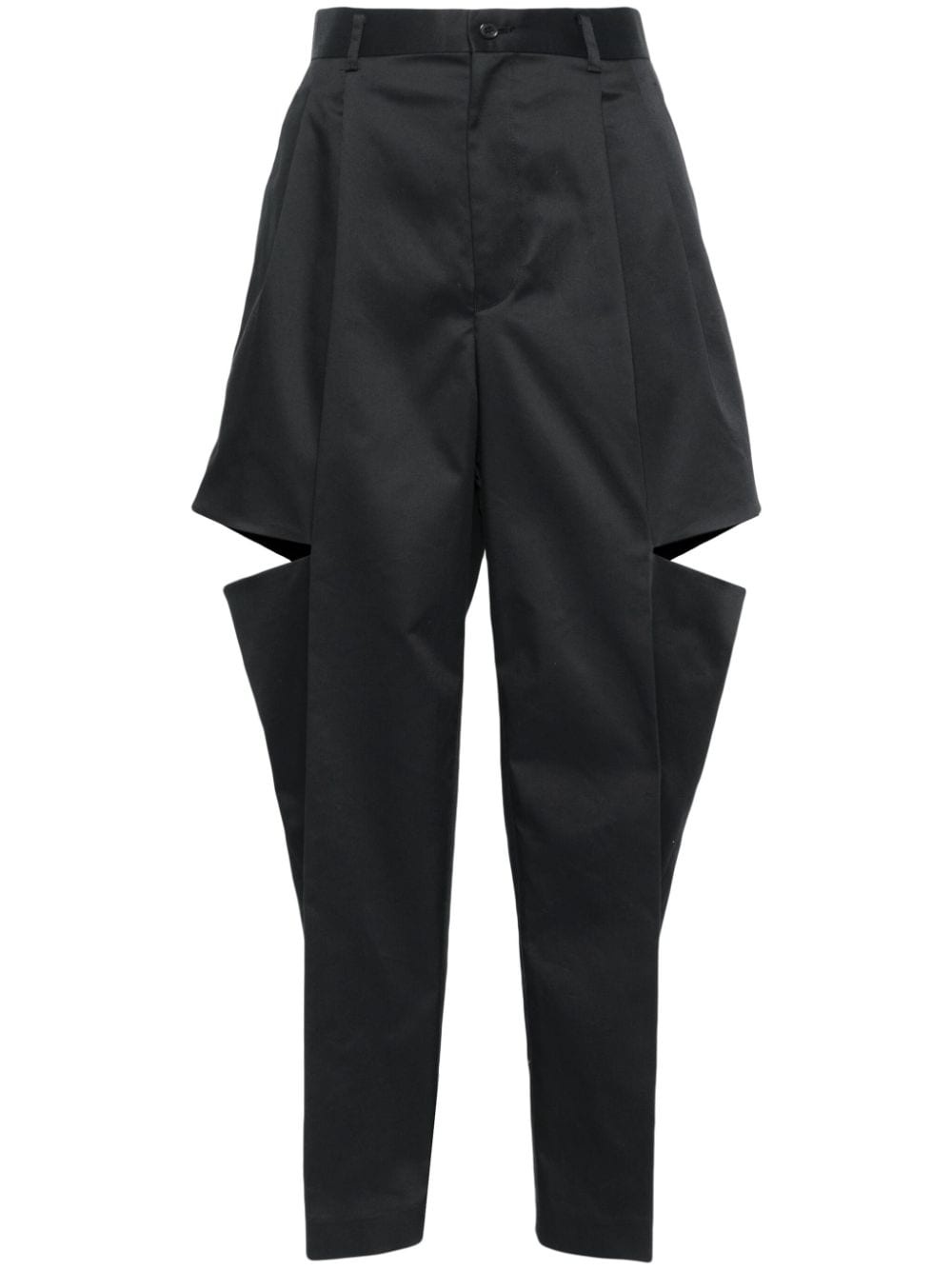 pleated cut-out straight trousers - 1